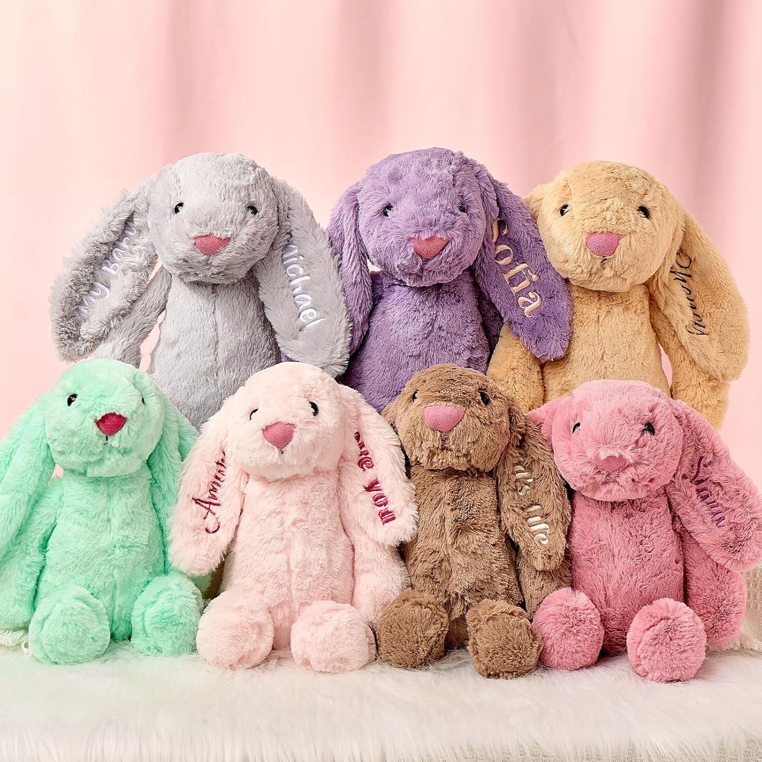 Easter Personalized Baby Gifts, Bunny Stuffed Animal for Babies with Embroidered Child's Name, Handmade Custom Plush Rabbit Toy for Girl Boy, Customized Cute Baby Gift for Newborn Kids - Image 3