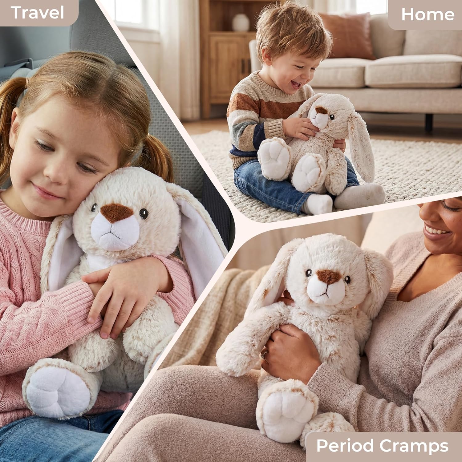 Bunny Microwavable Weighted Stuffed Animals,Heating Pad Animal for Period Cramps&Pain,Lavender Scented Heatable&Coolable Bunny Plushies Toy for Stress Relief,Gifts for Girls Kids Women - Image 5