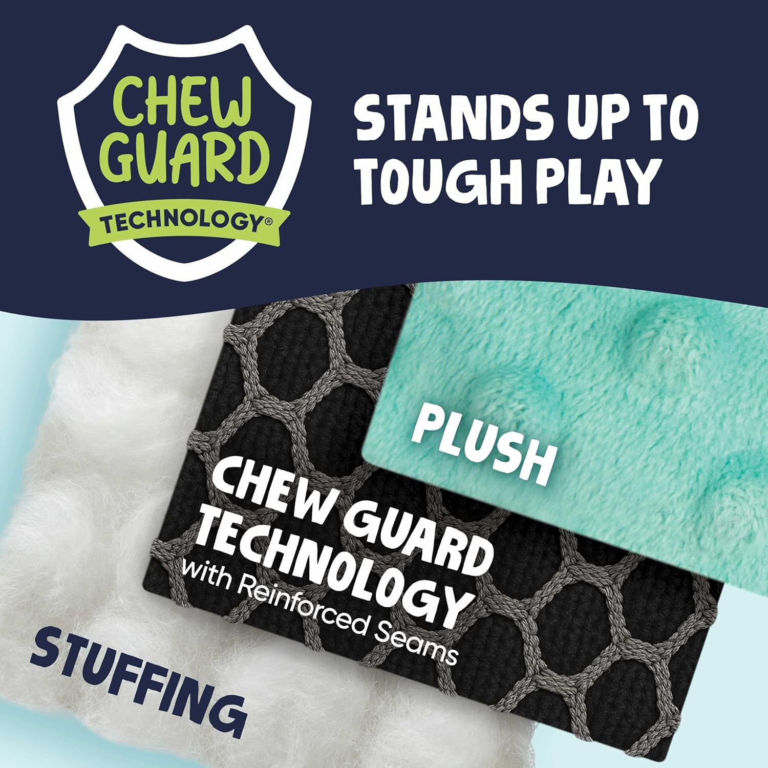 goDog Checkers Elephant Tough Plush Toy with Chew Guard Technology, Durable Checkered Fabric & Squeaker for Active Play, Gray, Large - Image 4