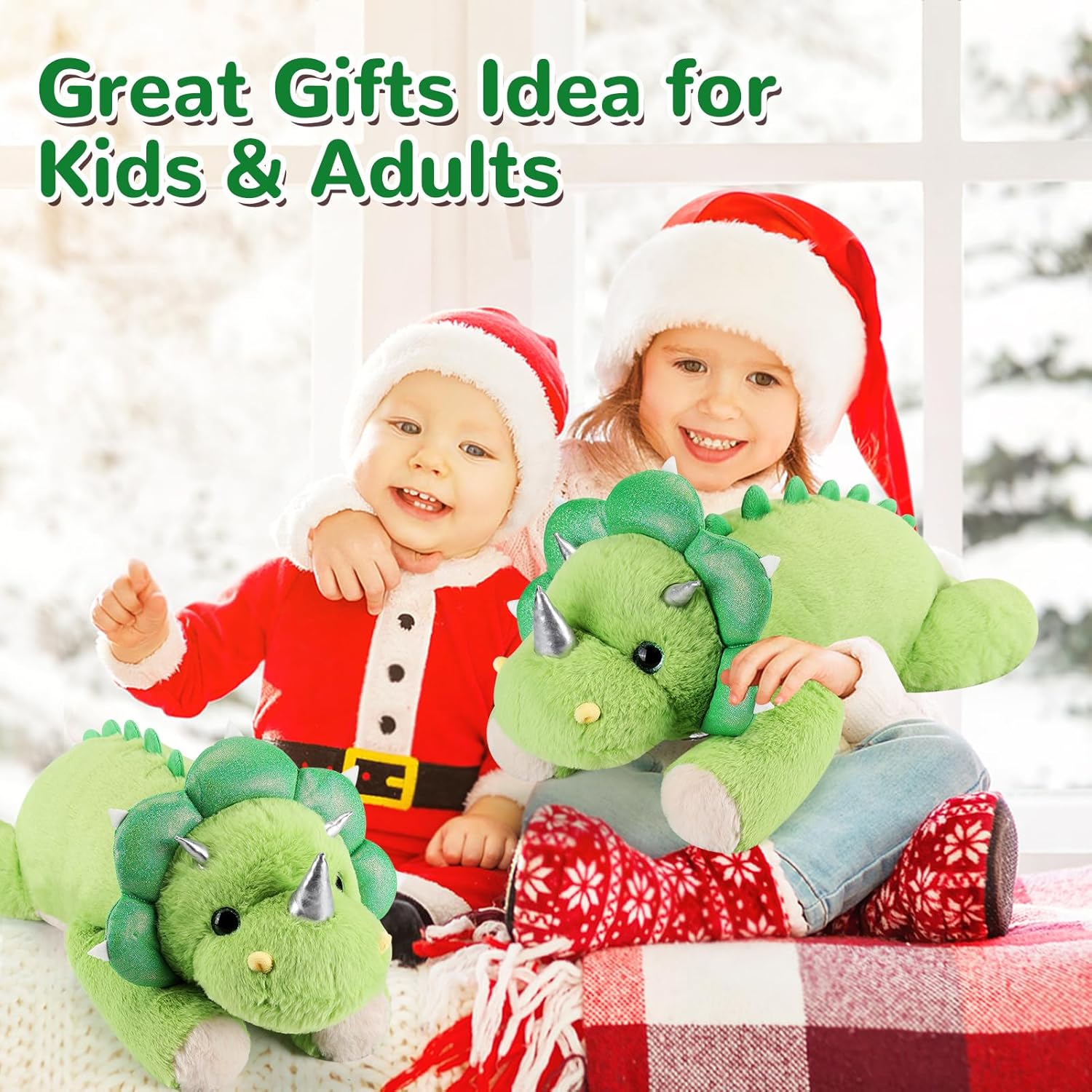 gnomantic Triceratops Weighted Stuffed Animals - 22 Inch 4.5 Pounds Weighted Plushies Dinosaur Stuffed Animals - Big Dino Plush Pillow - Cute Plush Toy Gifts for Kids & Adults (22" 4.5 lbs) - Image 7