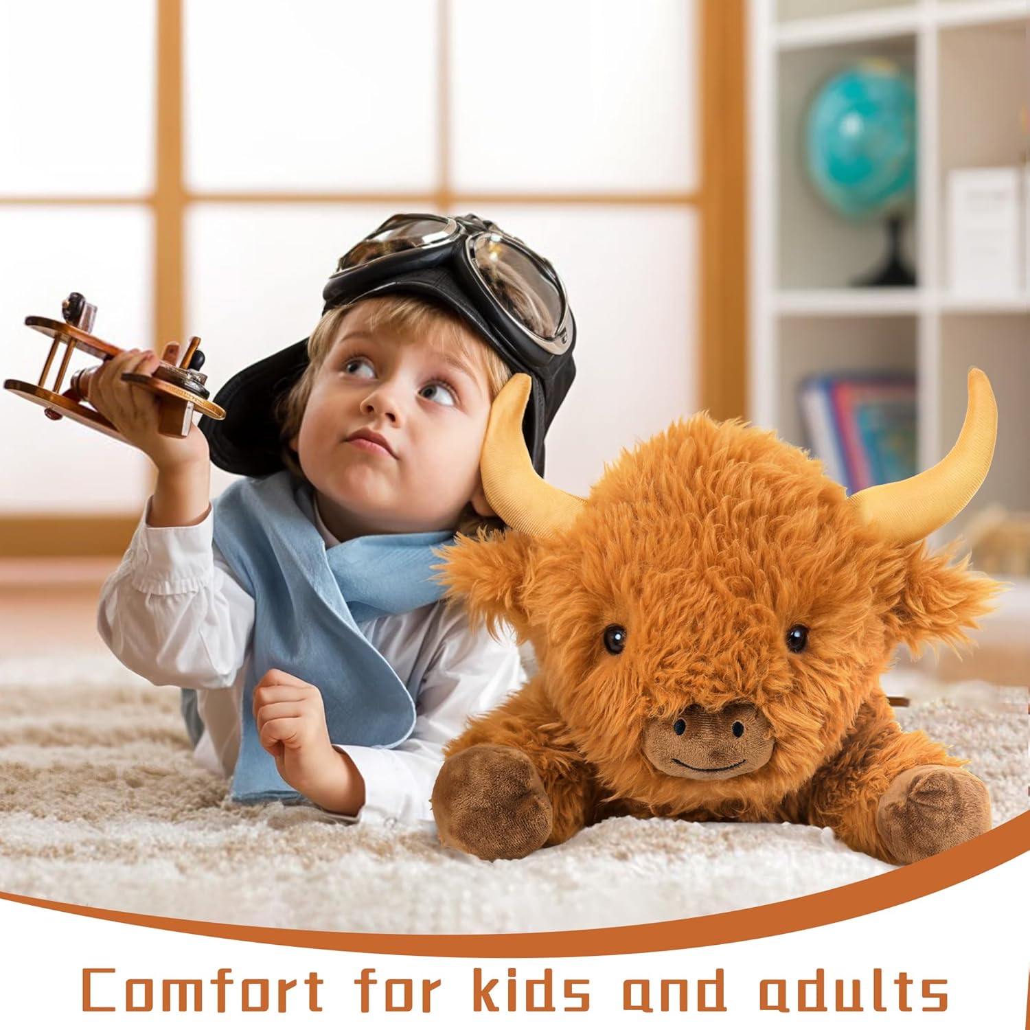 Wepop 5lbs Highland Cow Weighted Stuffed Animals, 22in Giant Highland Cow Gift Plush Toy,Adorable Stuffed Animal for Kids and Adults Highland Cattle Plushie Pillow Decor - Image 6