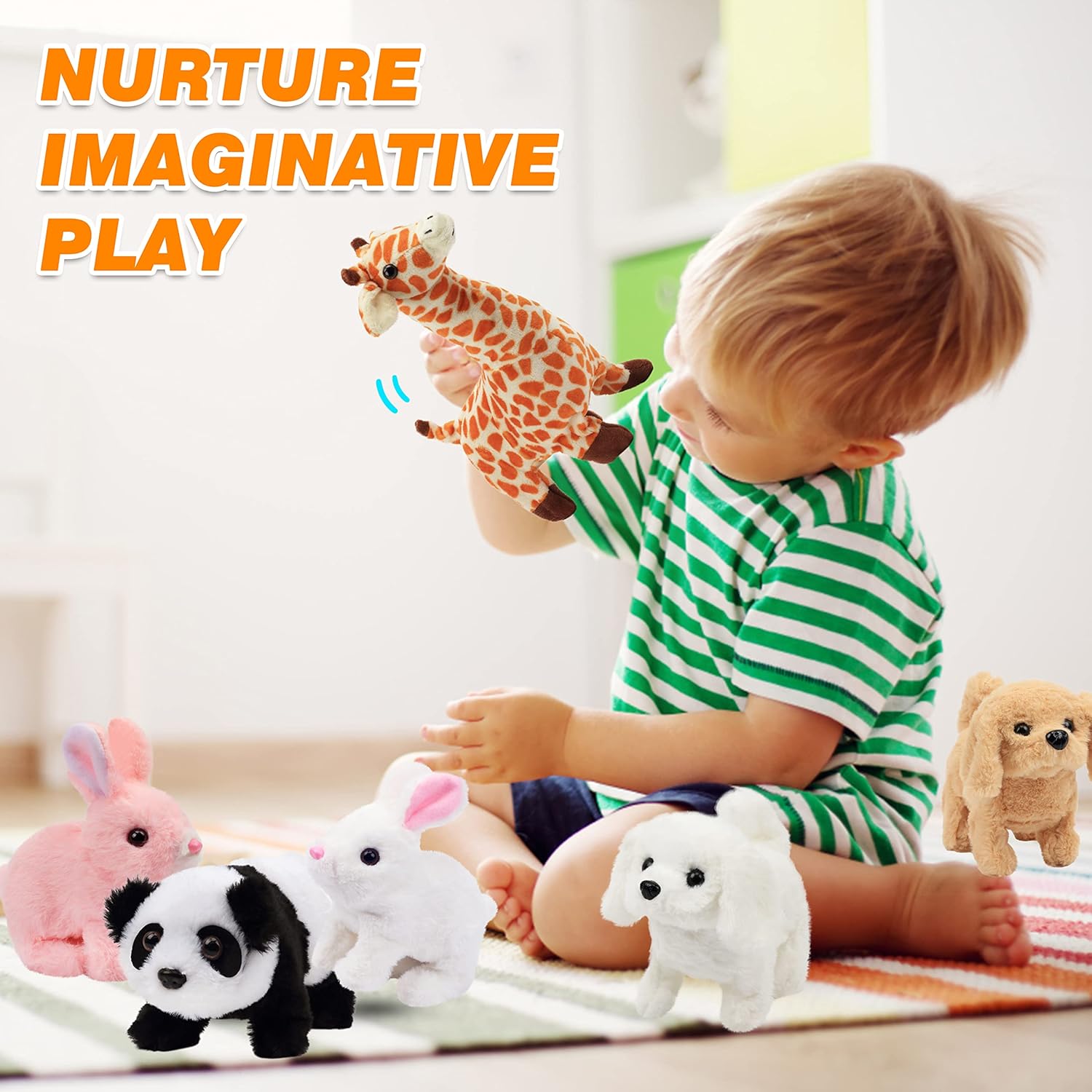 Hopearl Walking Dog Golden Retriever Interactive Electronic Pet Plush Toy Puppy Woof and Moving Animated Nodding Head Gifts for Toddlers Birthday, Brown, 7'' - Image 6