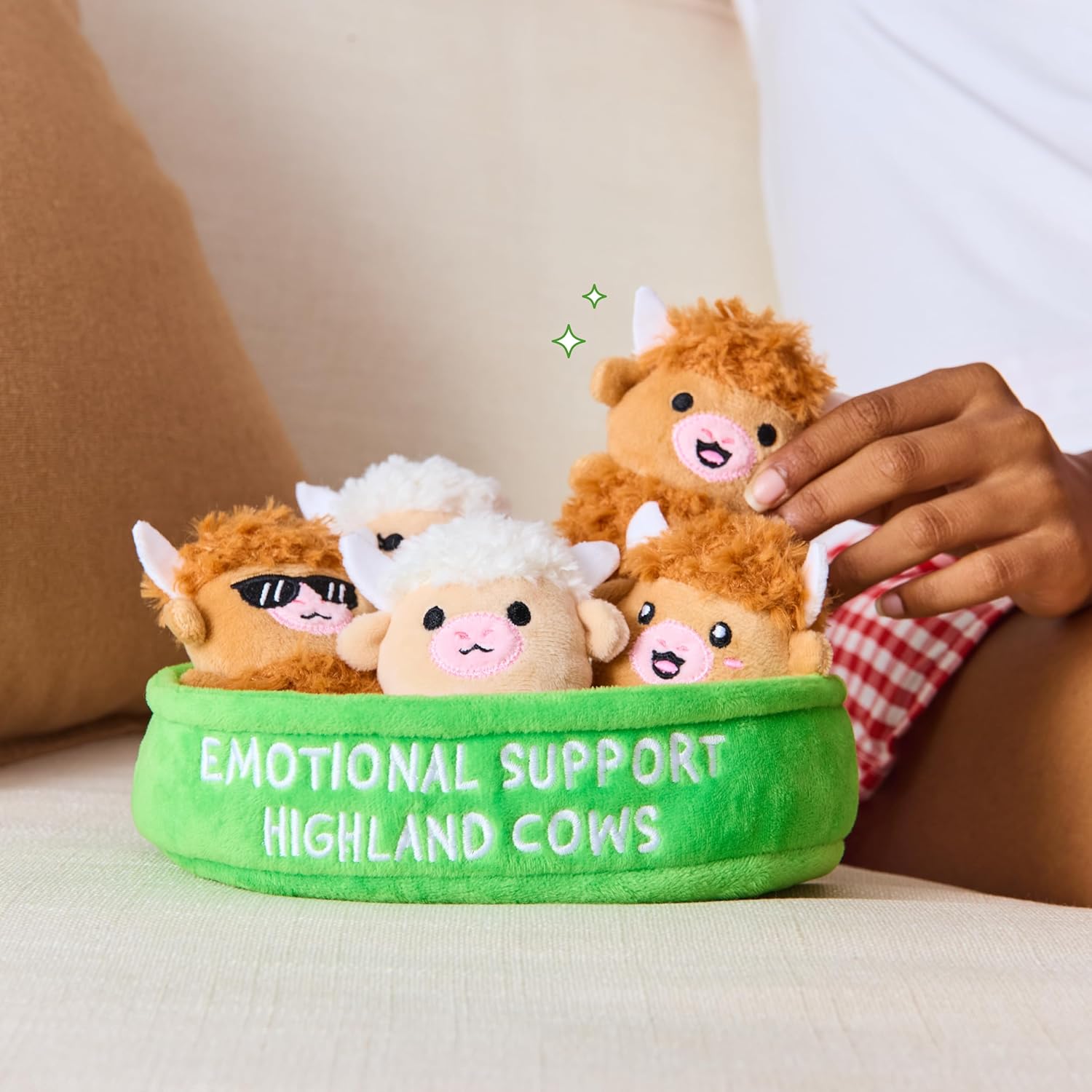 Emotional Support Highland Cows by Relatable, Cuddly Stuffed Animals, Plushies, and Cute Stuff, Great Gift Ideas for Loved Ones of All Ages, Includes 5 Toys with Carrying Basket - Image 4