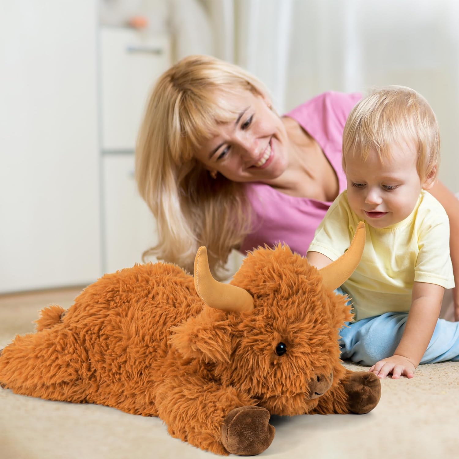 Wepop 5lbs Highland Cow Weighted Stuffed Animals, 22in Giant Highland Cow Gift Plush Toy,Adorable Stuffed Animal for Kids and Adults Highland Cattle Plushie Pillow Decor - Image 5