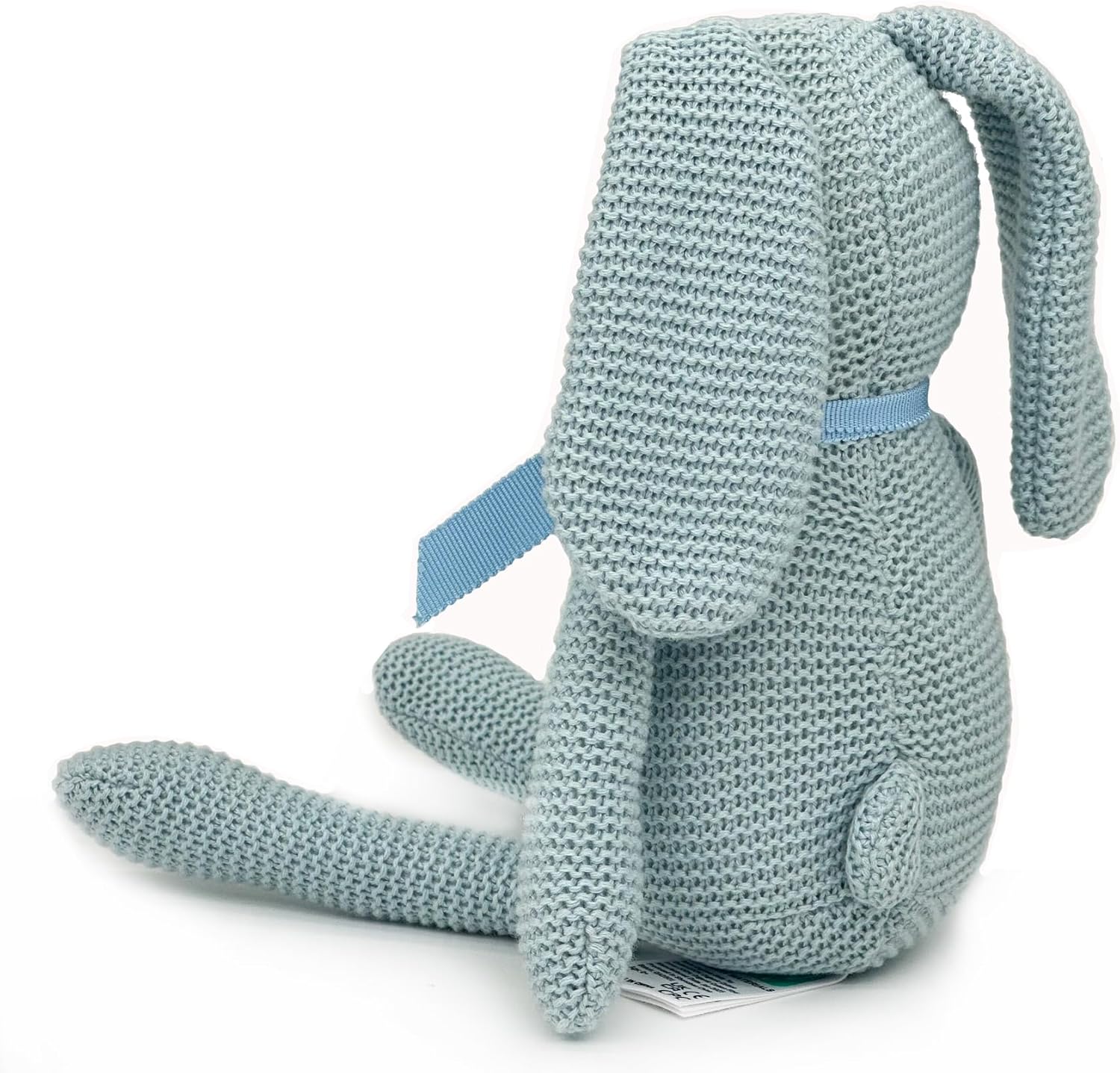 FLUFFYFUN 100% Organic Cotton Blue Bunny Rabbit Plush, 7.1" Baby Stuffed Animal for Newborn - Image 3