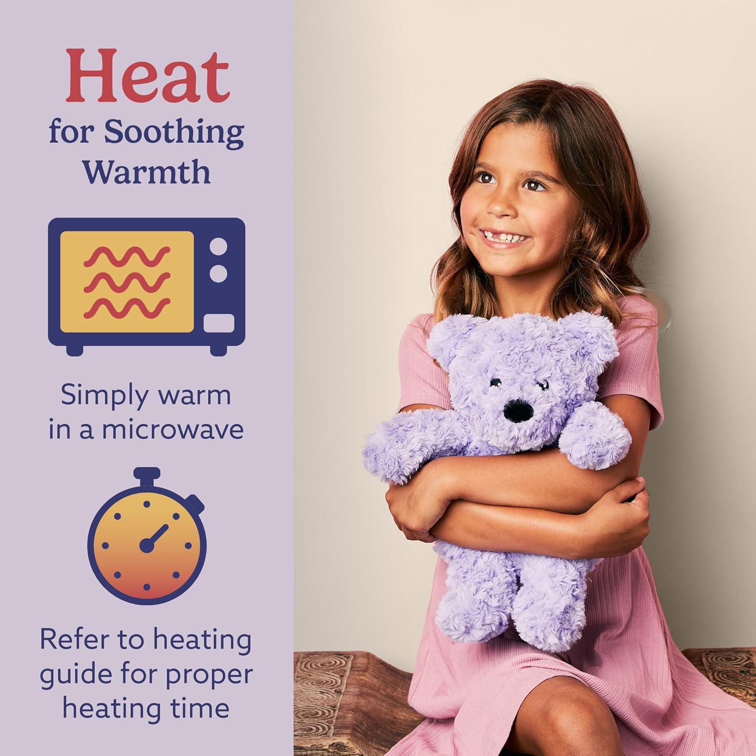 warmies Microwavable & Weighted Stuffed Animal, Purple Curly Bear - Heatable Stuffed Animal Heating Pad - Lavender Scented Plush - for Adults & Children (Boys, Girls, Babies & Toddlers) - Image 4