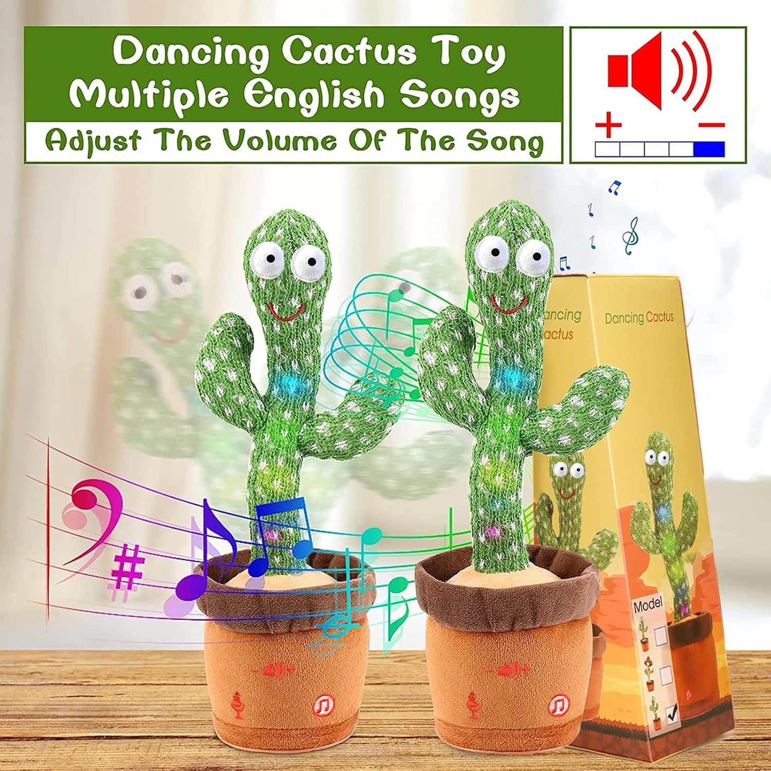 Dancing Talking Cactus Toy for Baby Boys Girls Toys, Adjustable Volume Dancing Cactus Toy Singing Mimicking Recording Repeating What You Say with LED English Sing Talking 15 Second Voice Recorder - Image 2