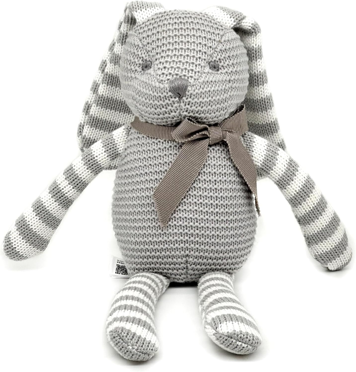 FLUFFYFUN 100% Organic Cotton Grey Bunny Rabbit Plush, 7.1" Baby Stuffed Animal for Newborn