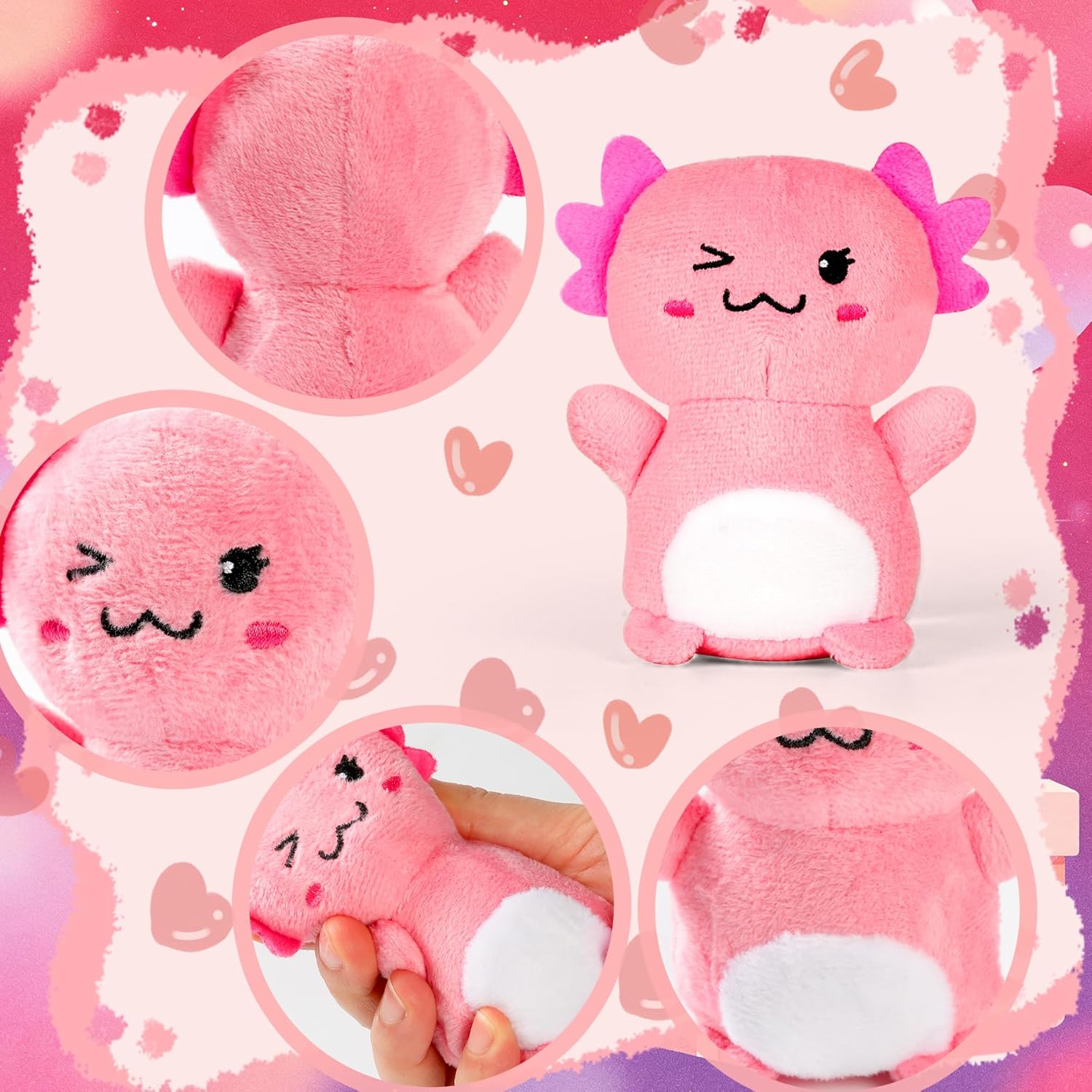 12 Axolotl Plush Toy Set with Valentine's Day Card, Mini Cute Animal Doll, Girl's Party Gift, Children's Birthday Gift, Christmas Sock Filler, Soft Fill Plush Doll Decorative Card - Image 5