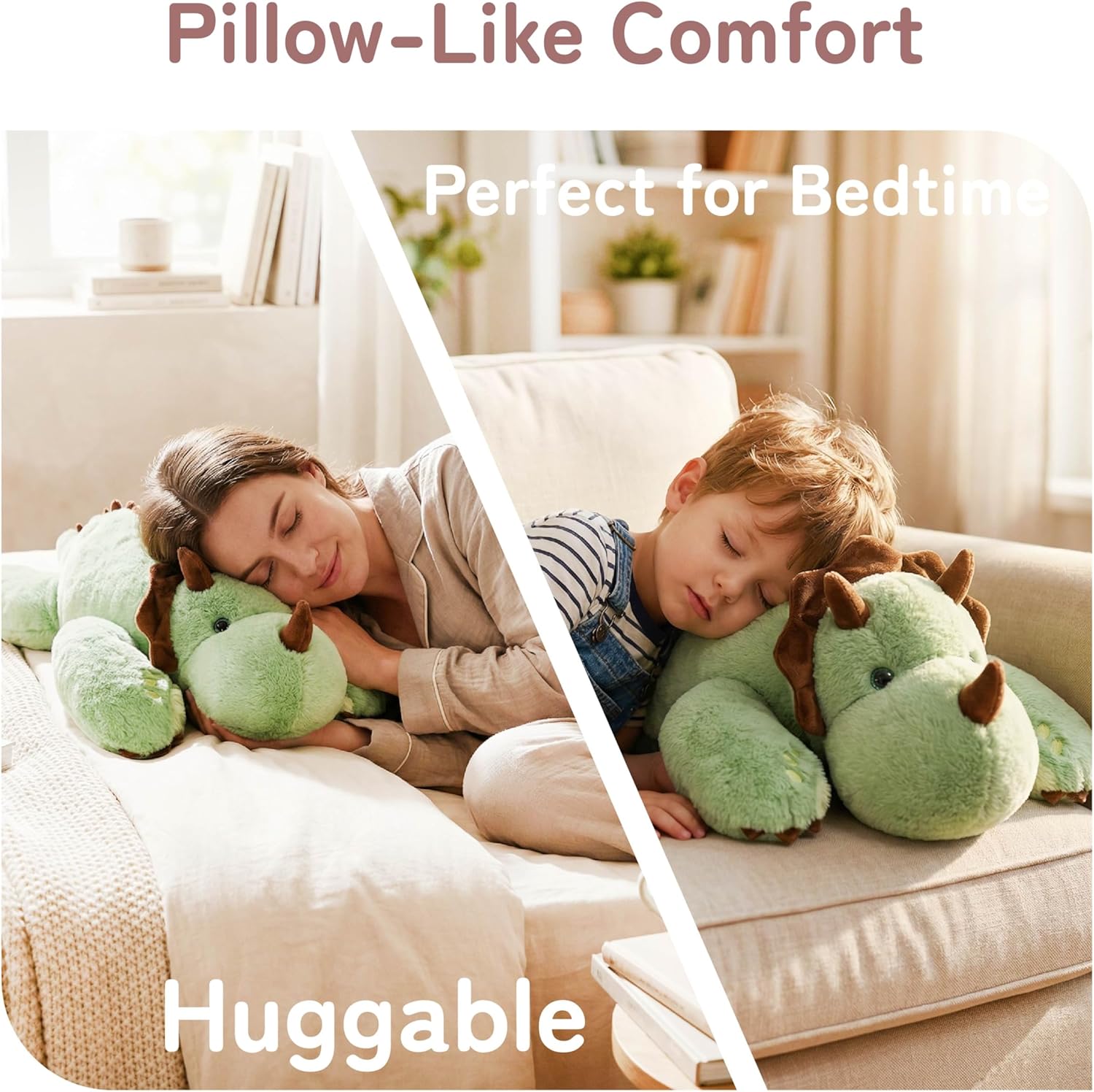 Niuniu Daddy Weighted Dinosaur Stuffed Animal for Kids & Adults, 22 Inch 3.3lb Large Plush Toy with Soft Fur, Weighted Plushies Pillow for Sensory Calm, Huggable Gift for Everyday Comfort - Image 4