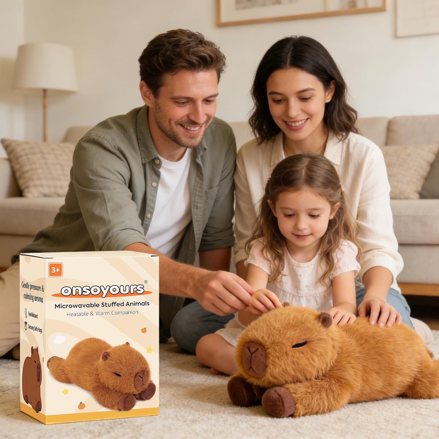 Onsoyours Original Capybara Microwavable Stuffed Animal, Heatable Lavender Scented Capybara Plush for Warmth & Stress Relief - Comfort Plushies Toys for Kids & Adults - Image 4