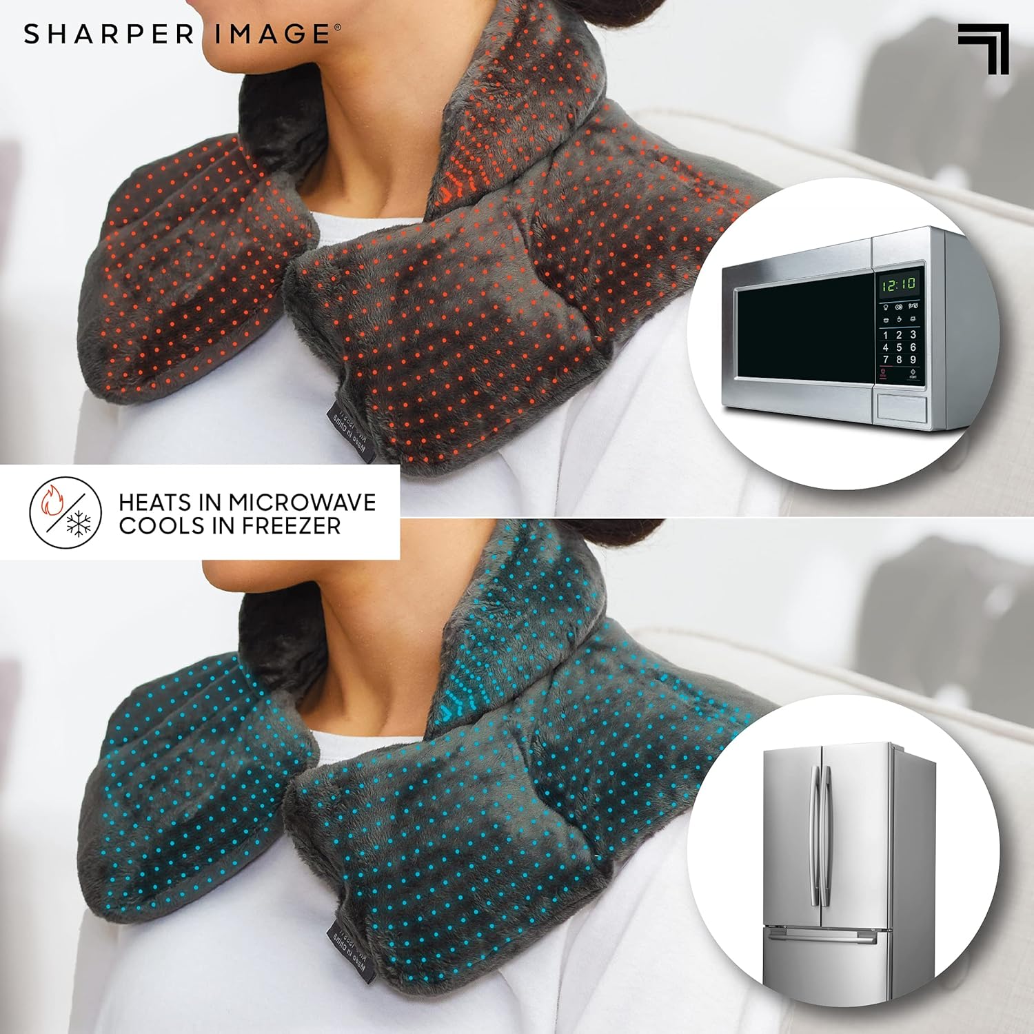 Sharper Image Heated Neck & Shoulder Wrap - Microwavable Warm & Cooling Plush Pad, Scented Aromatherapy (100% Natural Lavender & Herb Spa Blend), Pain Tension Headache Relief Therapy, Gift for Women - Image 7
