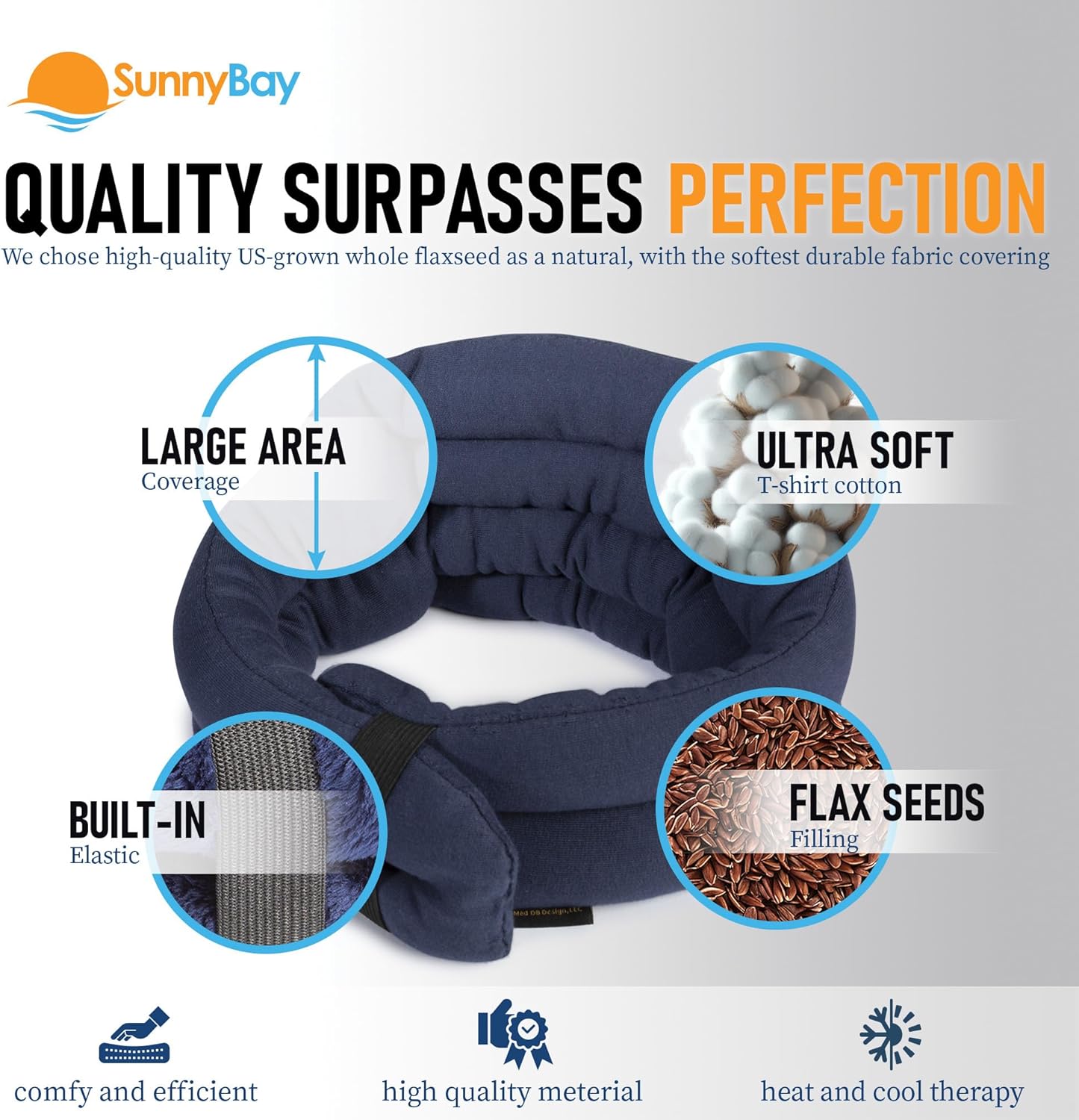 SunnyBay Microwave Heating Pad, Microwavable Cold or Heated Neck and Shoulder Wrap, Moist and Weighted Hands-Free Beanbag Pack with Wide Neck Coverage 26 Inches Long-Length Cotton, Navy Blue - Image 2