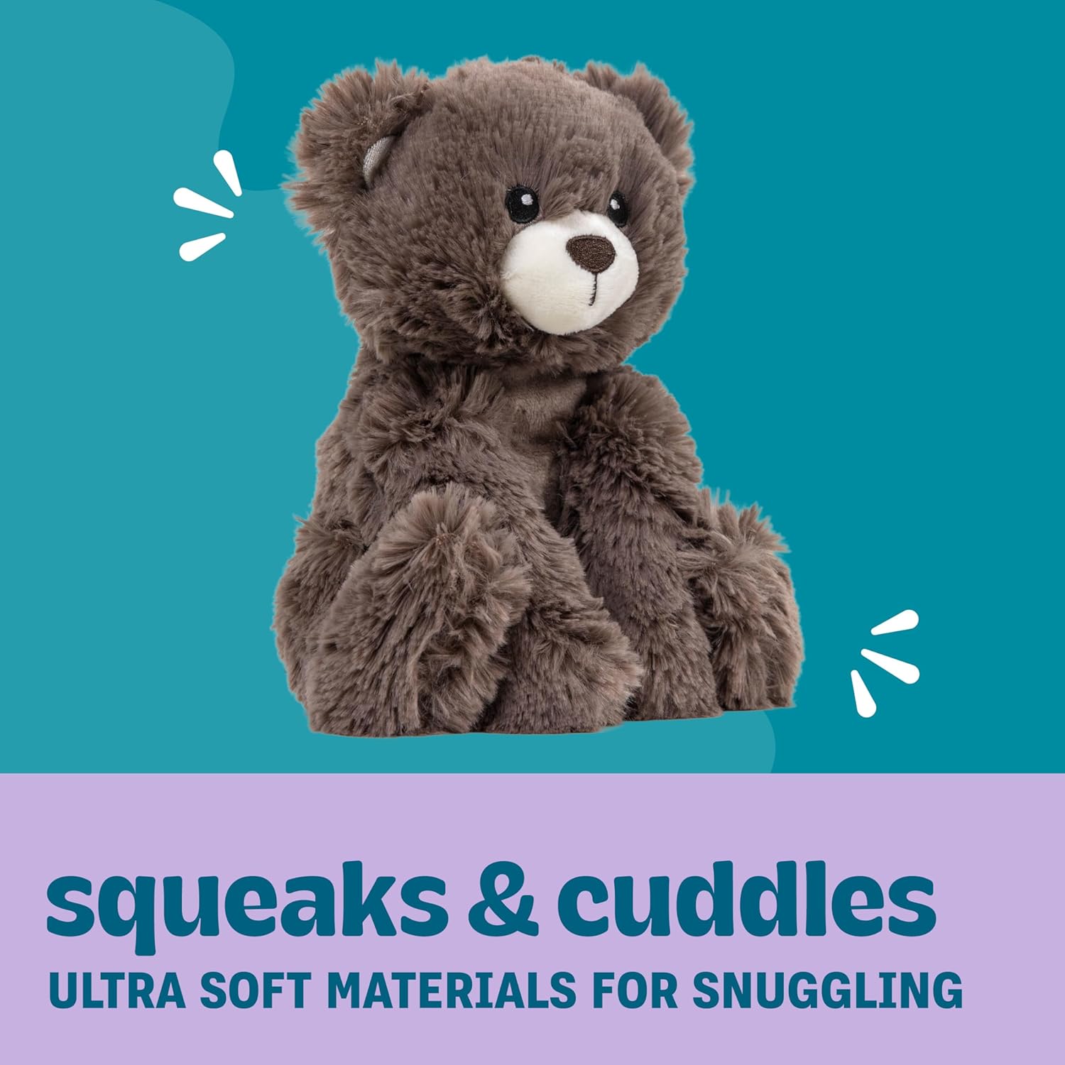 Calming Plush Dog Toy with Squeaker, Ultra-Soft Floppy Cuddle Companion, Lavender Scented, Bear, Large, 11.8” - Image 4