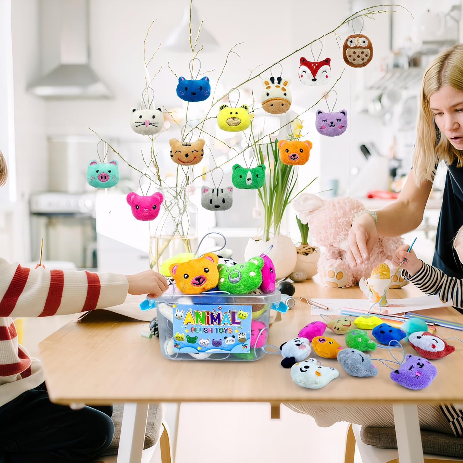 32 PCS Mini Plush Animals Toy Set Stuffed Keychain Party Favors with Packaging Box Small Animals Decorations for Easter Christmas and More - Image 3