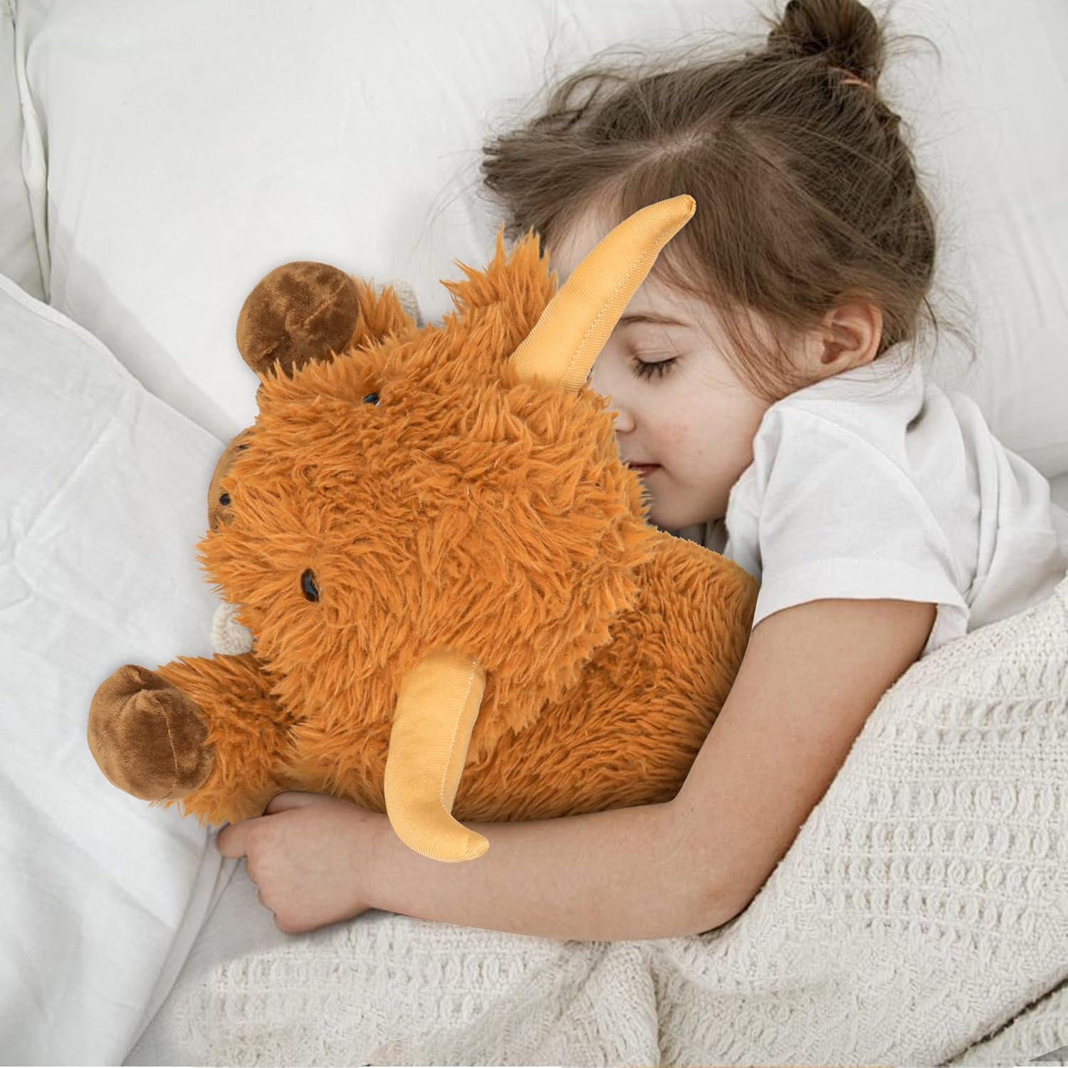 Wepop 5lbs Highland Cow Weighted Stuffed Animals, 22in Giant Highland Cow Gift Plush Toy,Adorable Stuffed Animal for Kids and Adults Highland Cattle Plushie Pillow Decor - Image 3