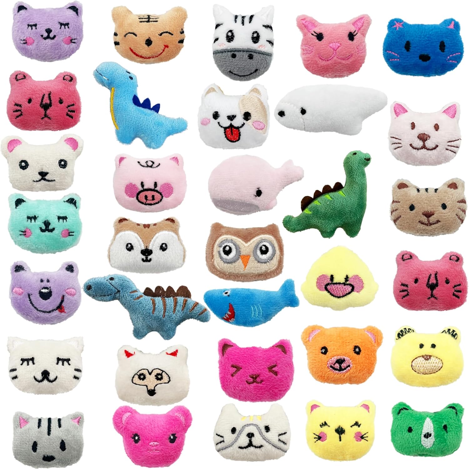 32 PCS Mini Stuffed Animal Plush Toys Set Includes Dinosaurs Farm Ocean Jungle Animals Small Soft Plush for Party Favors Carnival Prizes Claw Machine Rewards 32 Styles
