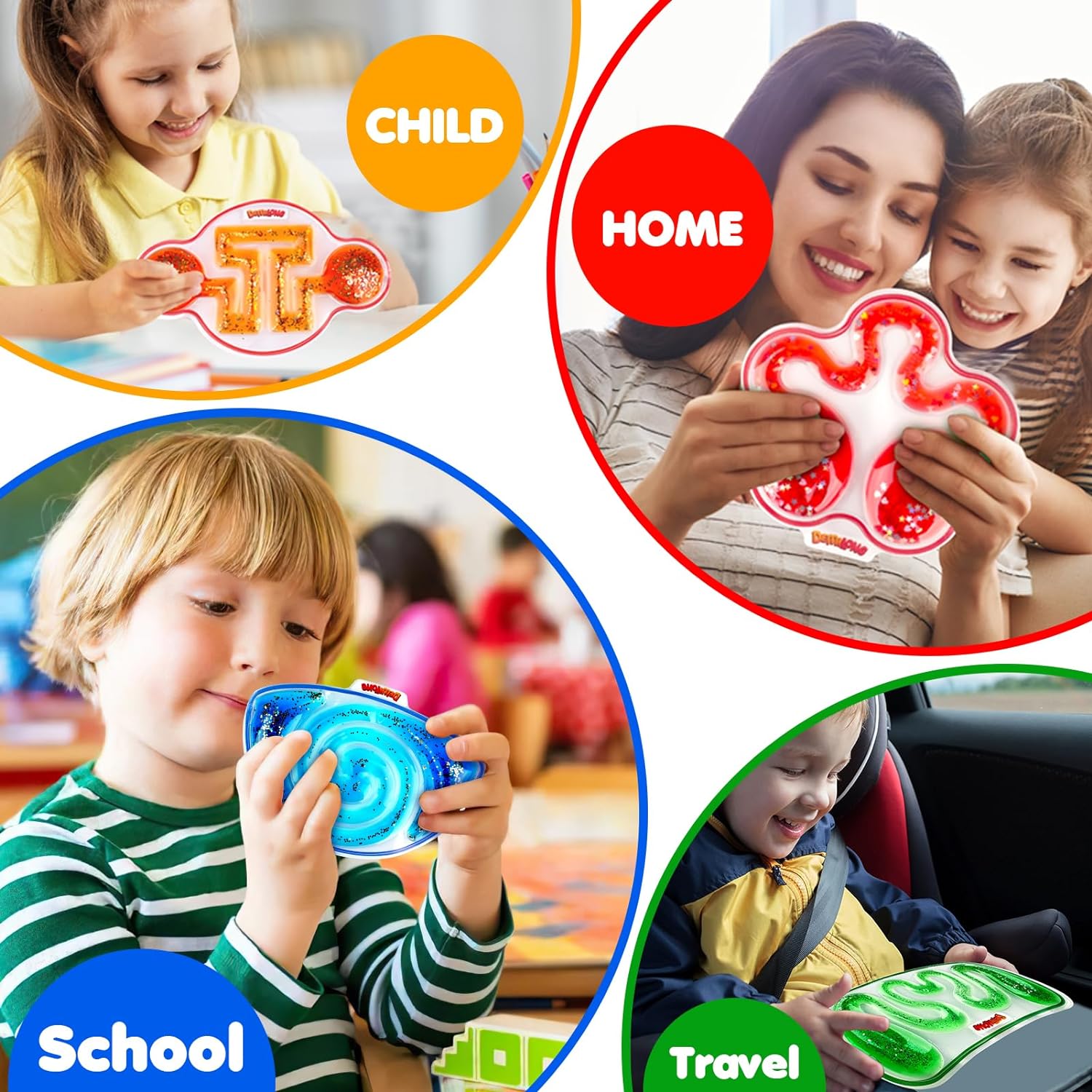 Squishy Sensory Toys for Kids - 4 Pack Fidget Toy Sensory Maze for Autism - Stress Relief Toys for Calm Down - Squeeze Fidget Toy Filled Goo, Glitter, Prizes for Kids Classroom, Goodie Bags Stuffers - Image 4