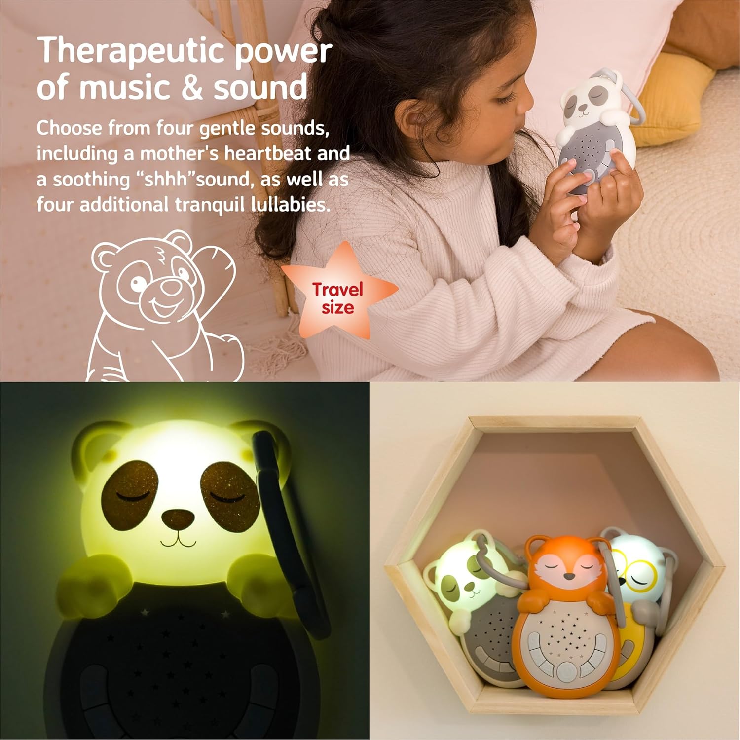 Cloud b Travel Comforting Sound Machine w/ Calming Light | 4 White Noise and 4 Lullabies | Re-Activating Smart Sensor | Sweet Dreamz On the Go™ - Panda - Image 3
