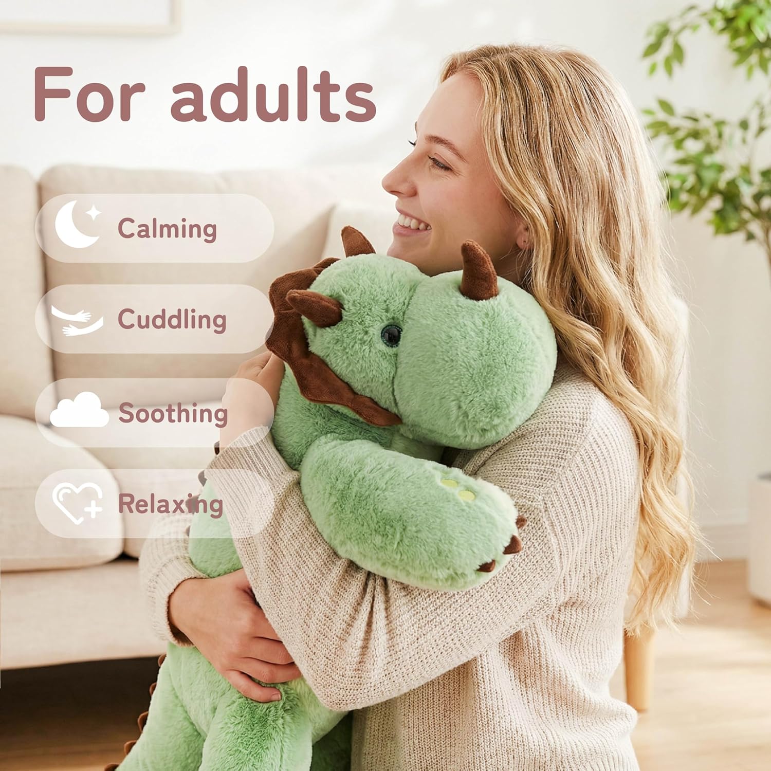 Niuniu Daddy Weighted Dinosaur Stuffed Animal for Kids & Adults, 22 Inch 3.3lb Large Plush Toy with Soft Fur, Weighted Plushies Pillow for Sensory Calm, Huggable Gift for Everyday Comfort - Image 7