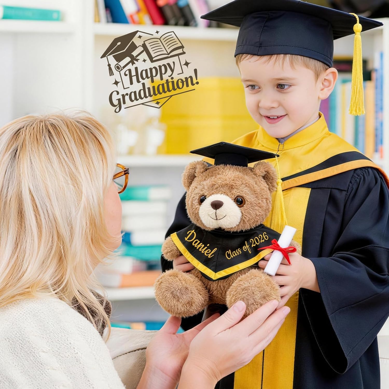 OELTTG 10'' Personalized Graduation Teddy Bear Gifts 2026 - Custom Name & Text, Graduation Gift for Her/Him, Kindergarten, High School & College Graduation Plush Bear with Cap & Diploma - Image 3
