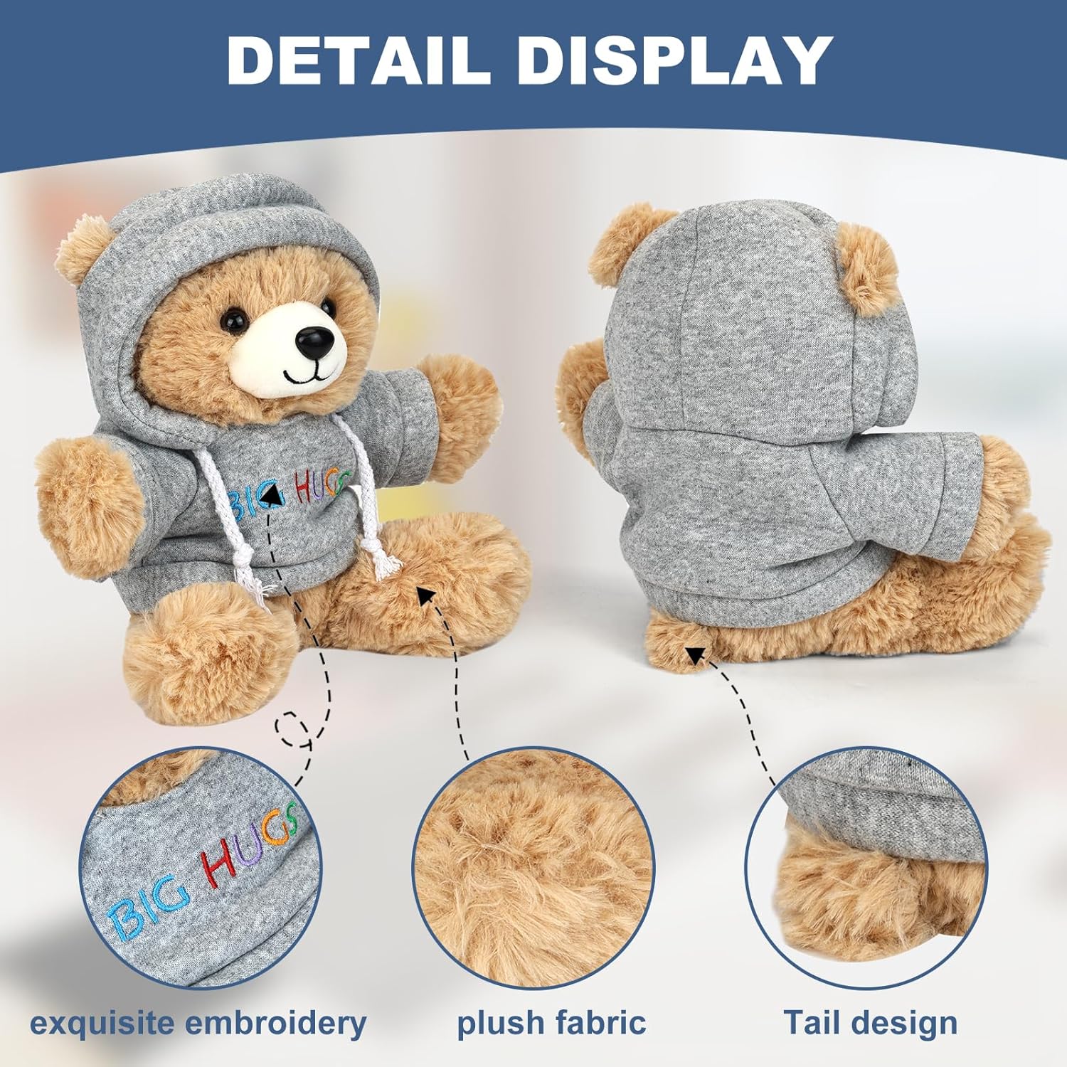 Osacoe Big Hugs Teddy Bear Stuffed Animal with Gift Box Removable Hoodie for Comfort and Love, for Kids, Women & Men in Tough Time, Get Well Soon Gifts Basket with Beautiful Gift Greeting Card - Image 4