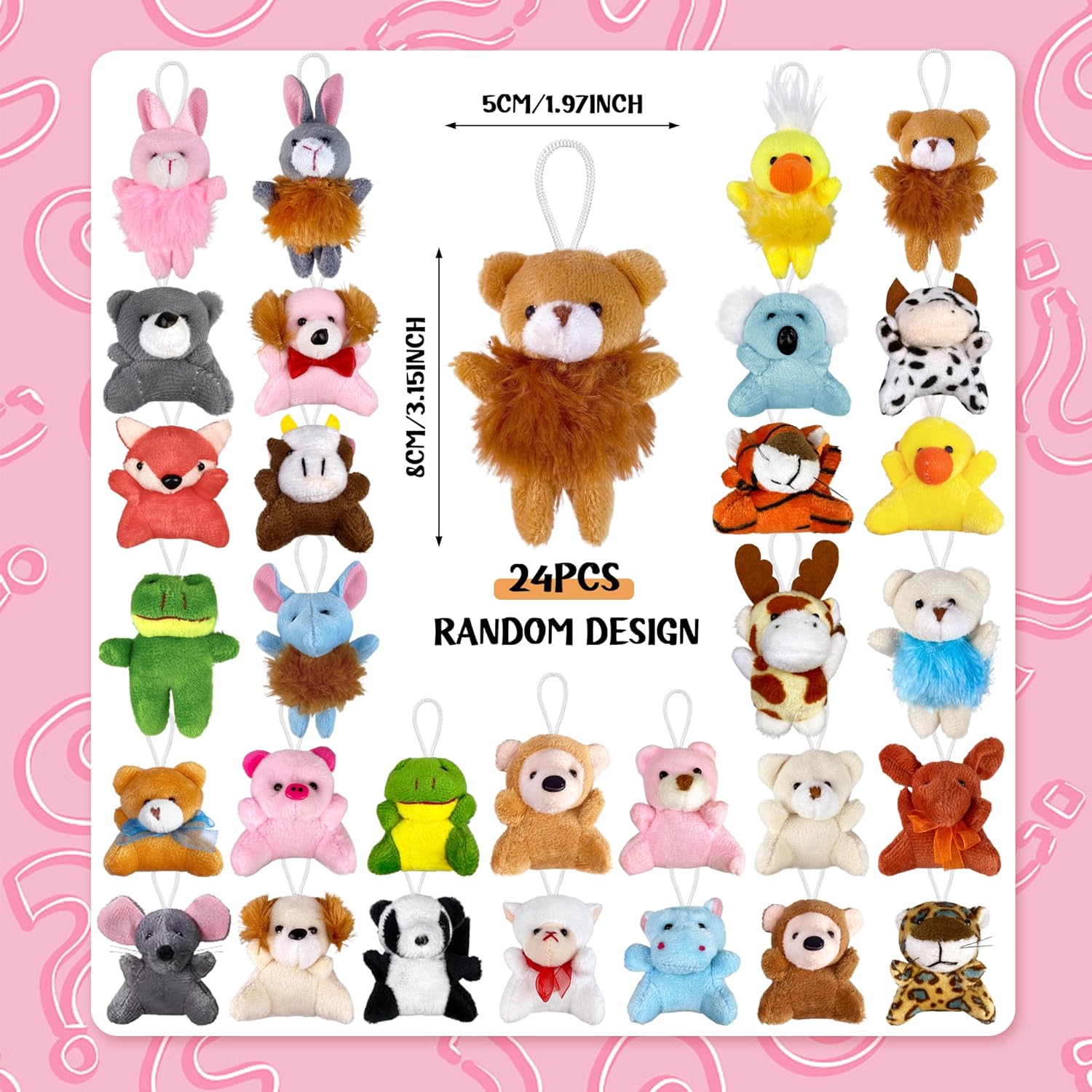 24 PCS 30 Styles Mini Blind Bags Mystery Bag Toys Random Style Mini Stuffed Animals Plush Keychain Bulk Collectible Surprise Party School Classroom Birthday Easter Egg - Image 2