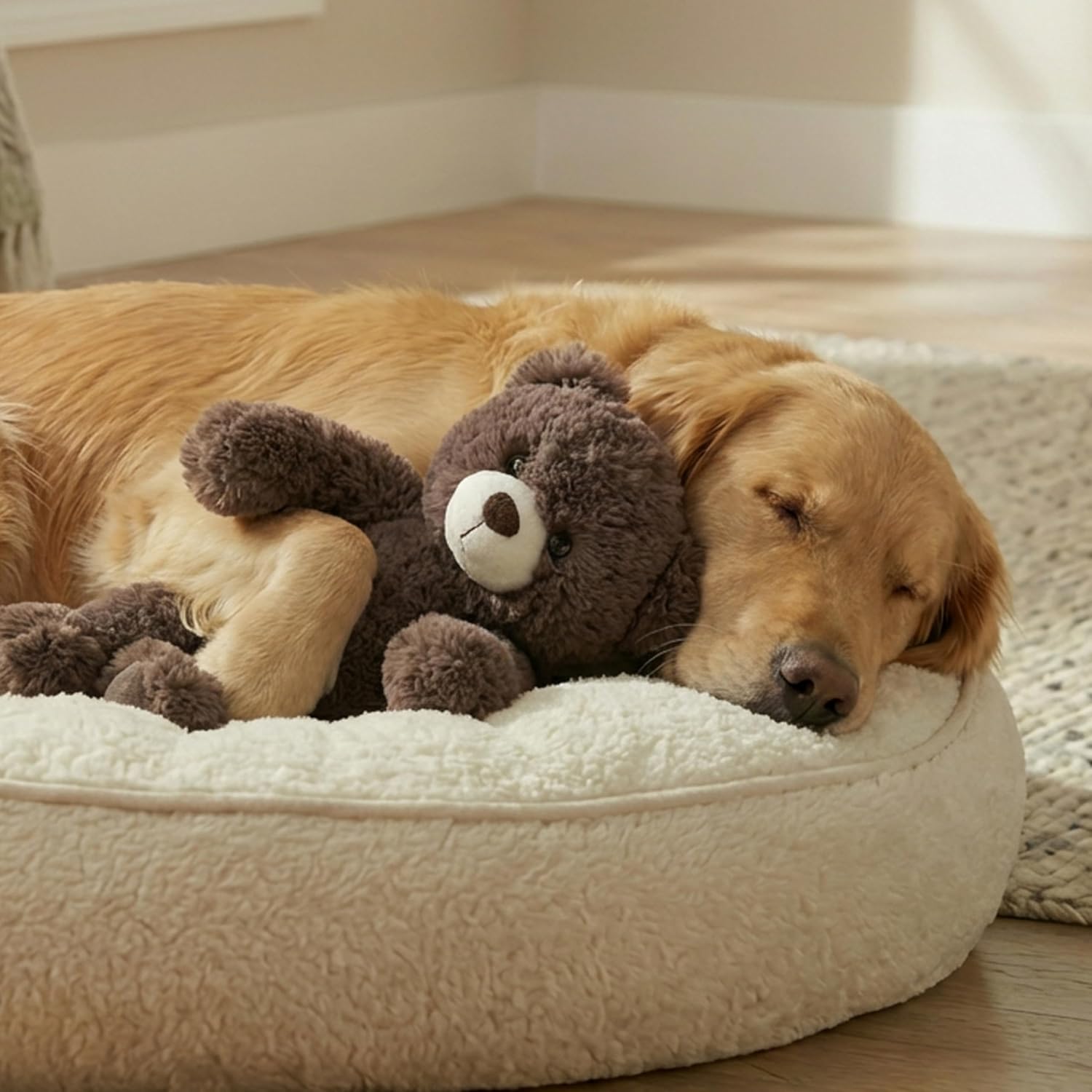 Calming Plush Dog Toy with Squeaker, Ultra-Soft Floppy Cuddle Companion, Lavender Scented, Bear, Large, 11.8” - Image 5