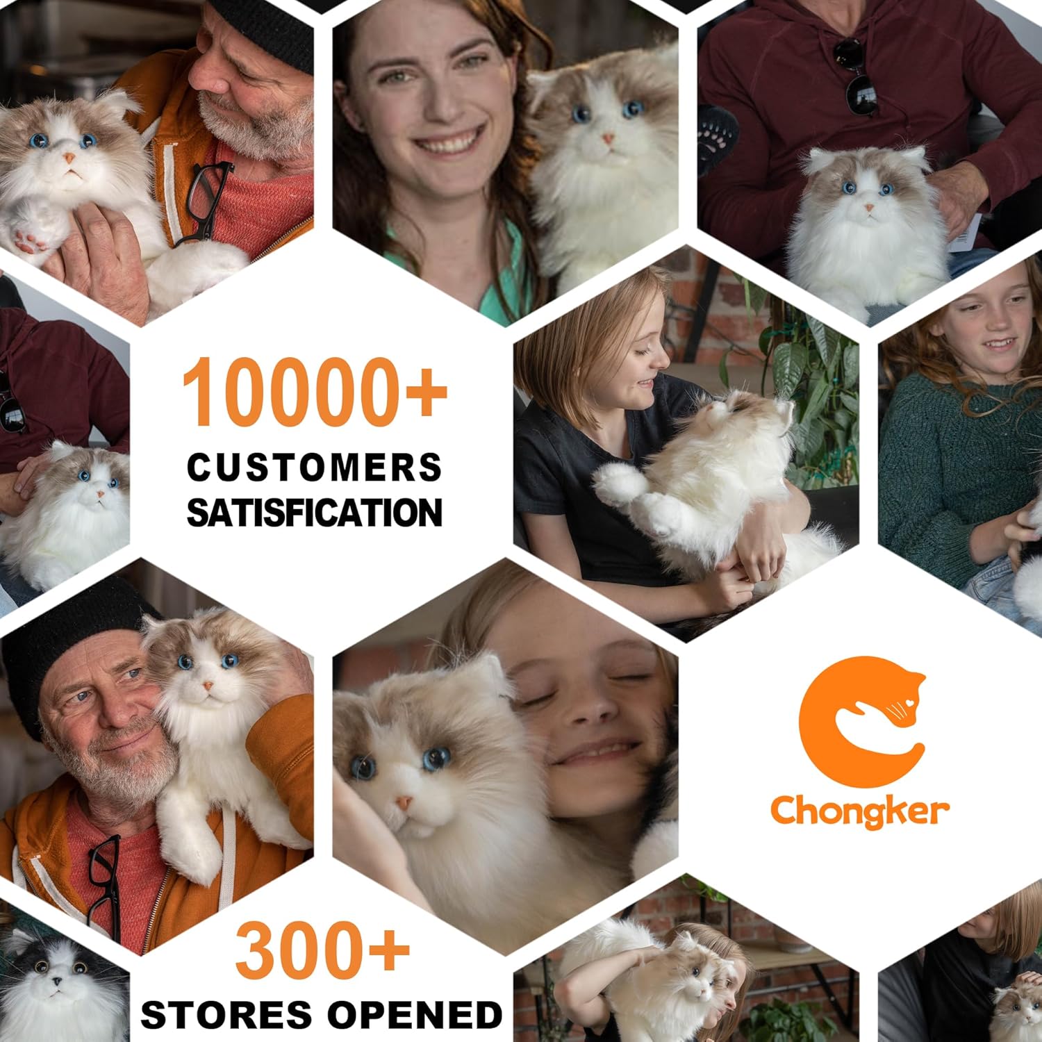 Chongker Stuffed Animals Handmade Realistic Cat Plush Toy for Elderly Adults Women Kids Cat Pet Lover Surprise Gifts - Image 5