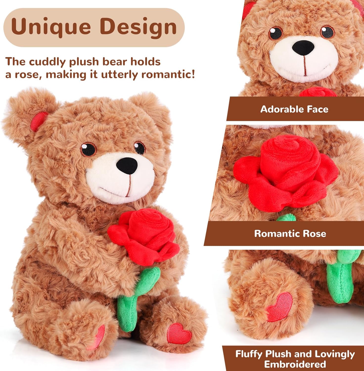 for mom -Soft Stuffed Teddy Bear, Grandma & Her, Weighted Teddy Bear Stuffed Animal with Rose(1.3 lbs), Mother's Day & Birthday & Thanksgiving - Image 3