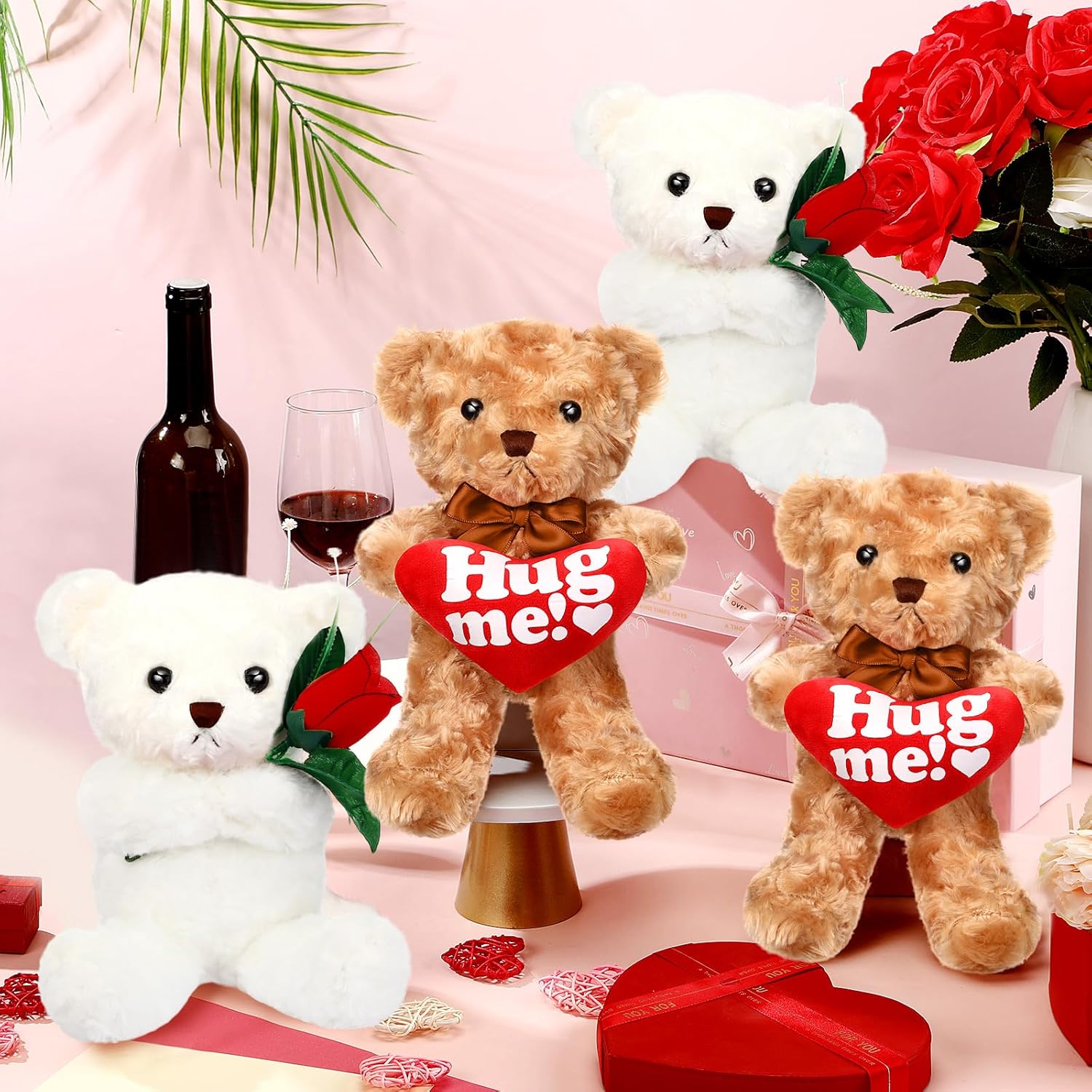 Hungdao 12 Pack Valentine's Day Bear Bulk 10 Inch Soft Valentine Stuffed Animals Cute Plush Bears Romantic Gift for Valentines Day Girlfriend Birthday Wedding Anniversary Decoration(Heart and Rose) - Image 4