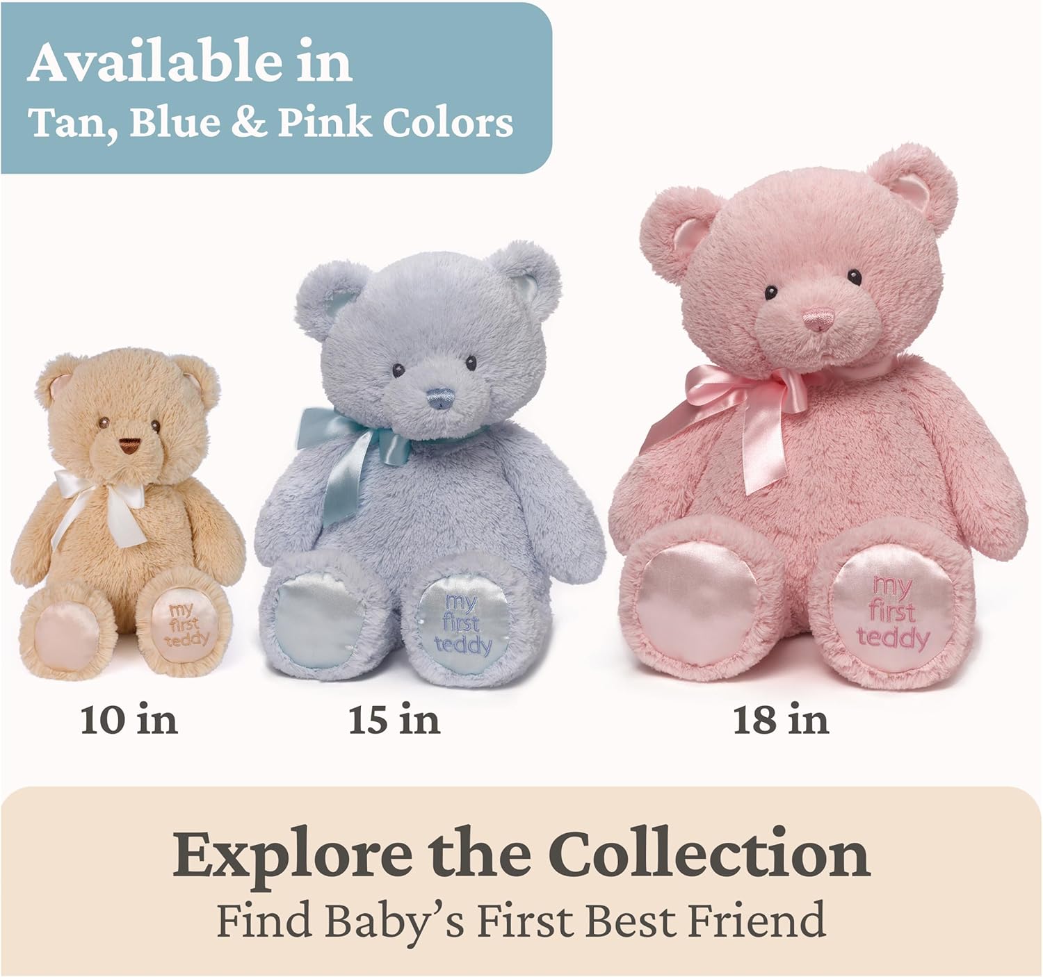 Baby GUND My First Teddy Bear, Ultra Soft Animal Plush Toy for Babies and Newborns, Pink, 10” - Image 7