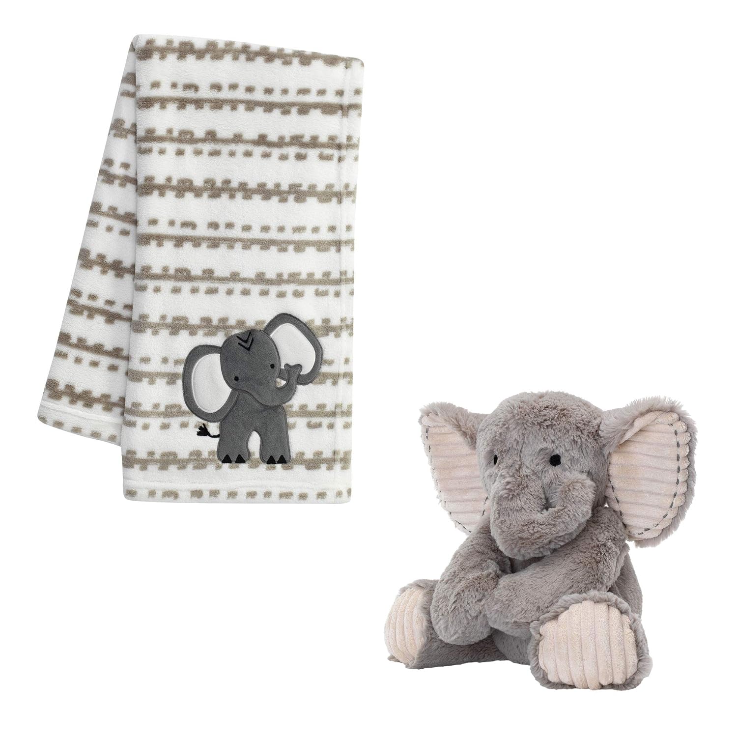 Lambs & Ivy Blanket & Plush Luxury Newborn Baby Gift Set - Gray Elephant - Image 4