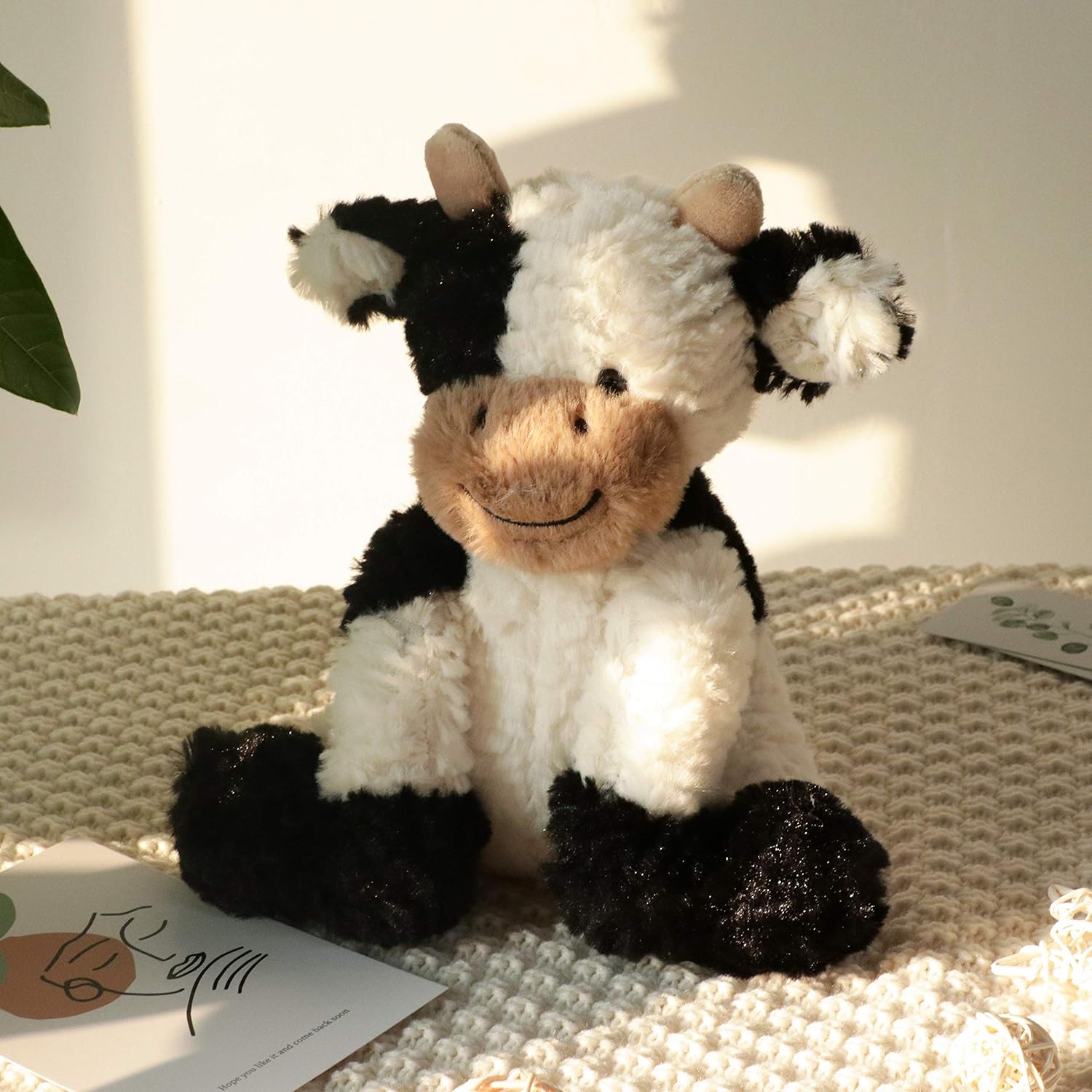 Hopearl Adorable Plush Cow Toy Floppy Dairy Cattle Soft Stuffed Animal Cute Birthday Gifts for Boys Girls Kids Toddlers, 9'' - Image 2