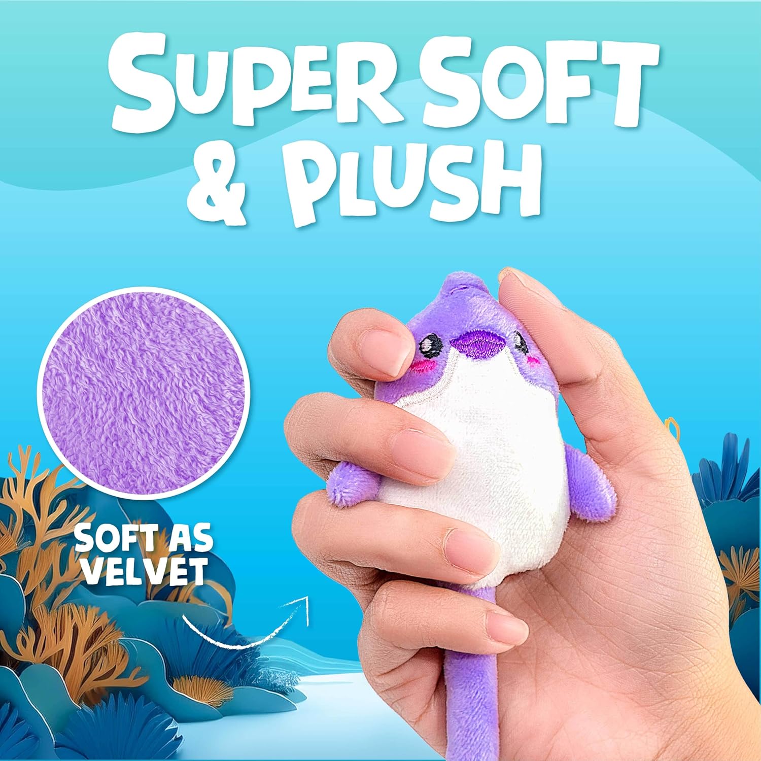 BUNMO Cute Pens - Plush Fun Pens w/Soft Grip & 10 Colorful Refills - Gifts for Tweens - Fun Pencils for Kids - Ocean Animals - Gift for Teens - Squishies for Kids - Plush 5 Pack - Image 2