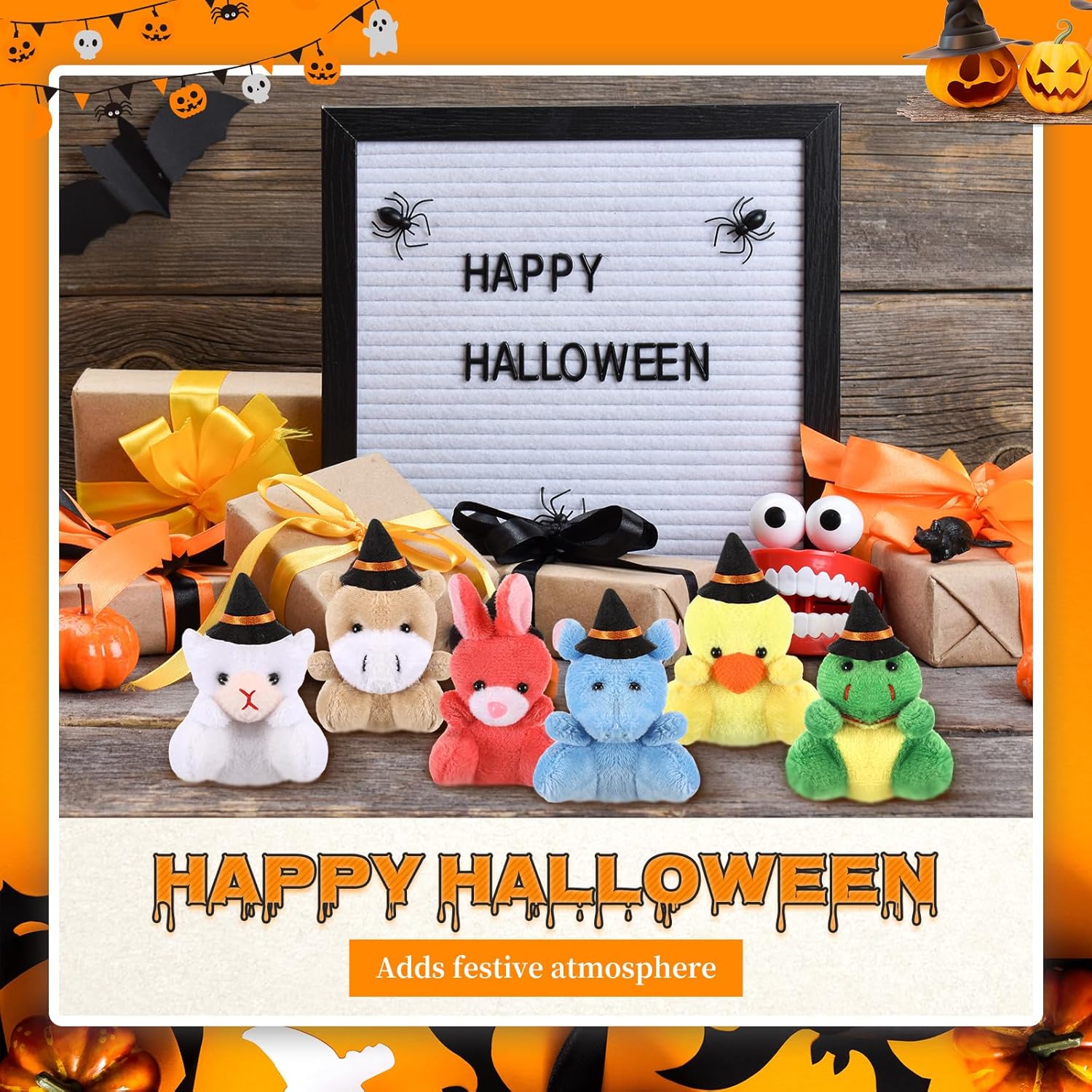Blueweenly 24 Pcs Mini Halloween Plush Stuffed Animal Toy Small Stuffed Animal Set Gifts with Witch Hat Trick or Treat Plush Keychain Decorations for Exchange Gifts Party Favors Bag Fillers - Image 5