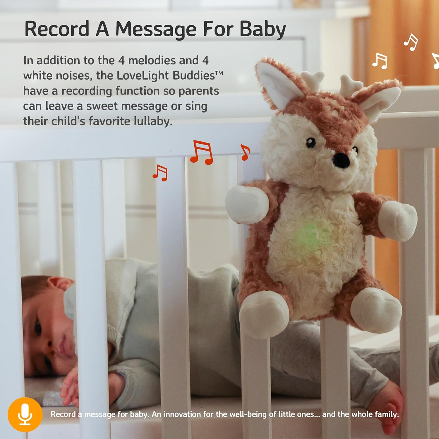 Cloud b Sound Machine with White Noise Soothing Sounds | Cuddly Stuffed Animal & Nomadic Nightlight | Record Parent Voice | Adjustable Settings and Auto-Shutoff | LoveLight Buddies - Finley Fawn - Image 4