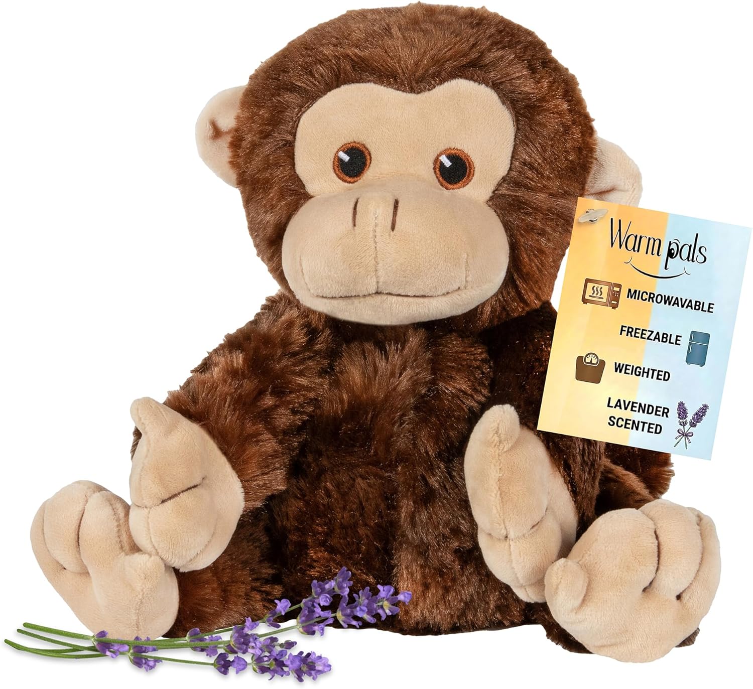 1i4 Group Marvin the Monkey - Microwavable & Weighted Plush Stuffed Animal - Heated Plushie for Warmth - Cute, Soft, Cozy Toy for Adults & Children (Boys, Girls, & Toddlers) by Warm Pals