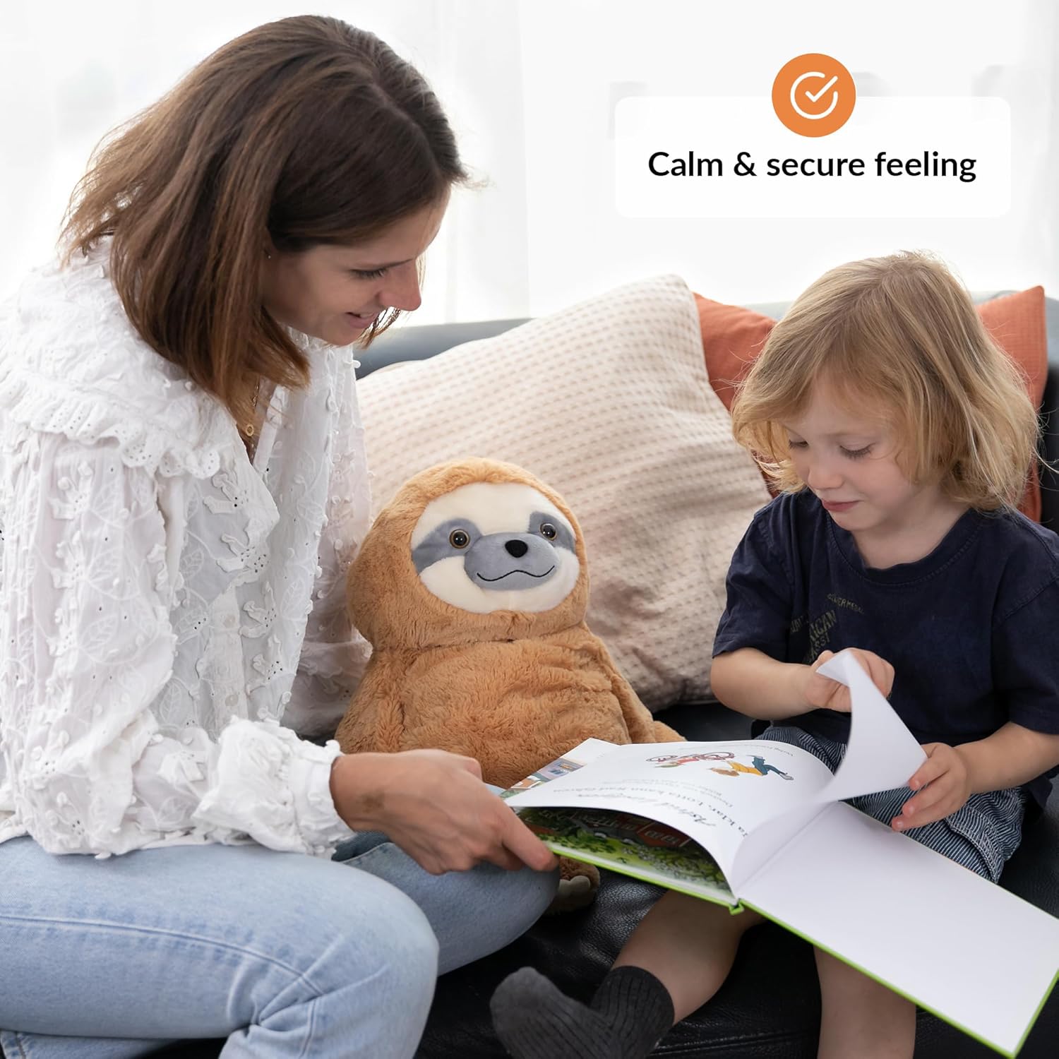 Weighted Stuffed Animal for Anxiety | Calming & Comforting 5 Lbs | Weighted Plush Animal Sloth | Anxiety Stuffed Animals for Adults & Kids | Carrying Bag Included | Machine Washable Weighted Plushie - Image 2