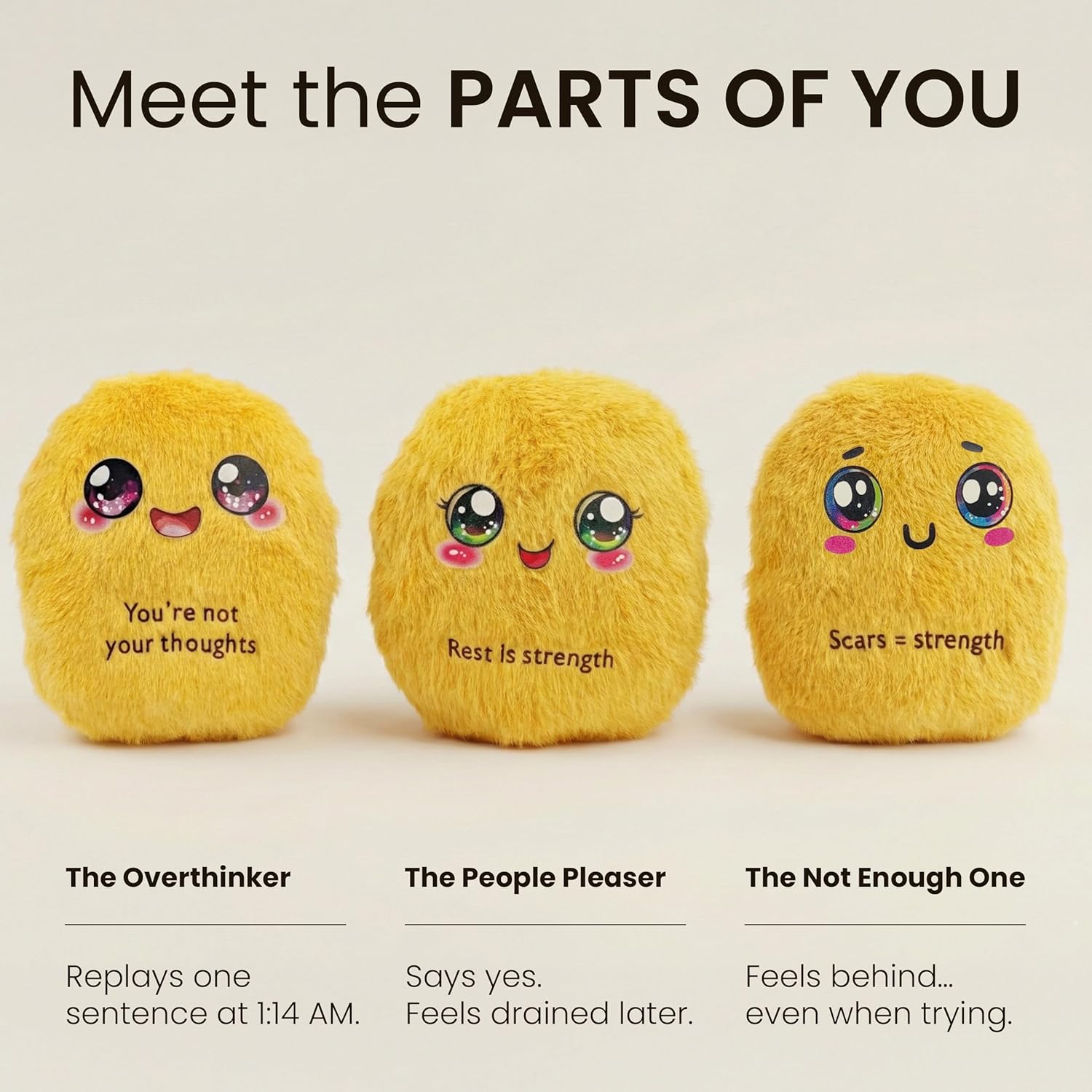 Healing Couch Nuggets, Emotional Support Nuggets Plush Set for Adults & Teens, Emotional Support Plushies Gift with Story Card & Gift Box, Meaningful Desk Decor for Overthinkers & People Pleasers - Image 4