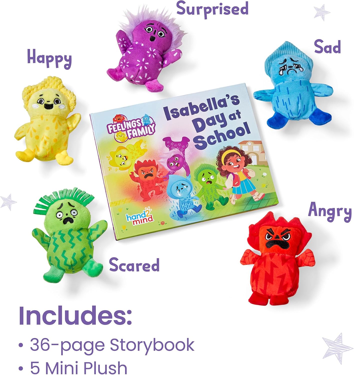 hand2mind Feelings Family Introductory Storybook and Plush Set, Toddler Emotions Books, Calm Down Corner Supplies, Social Emotional Learning, Preschool Classroom Must Haves, Emotions Toys - Image 2