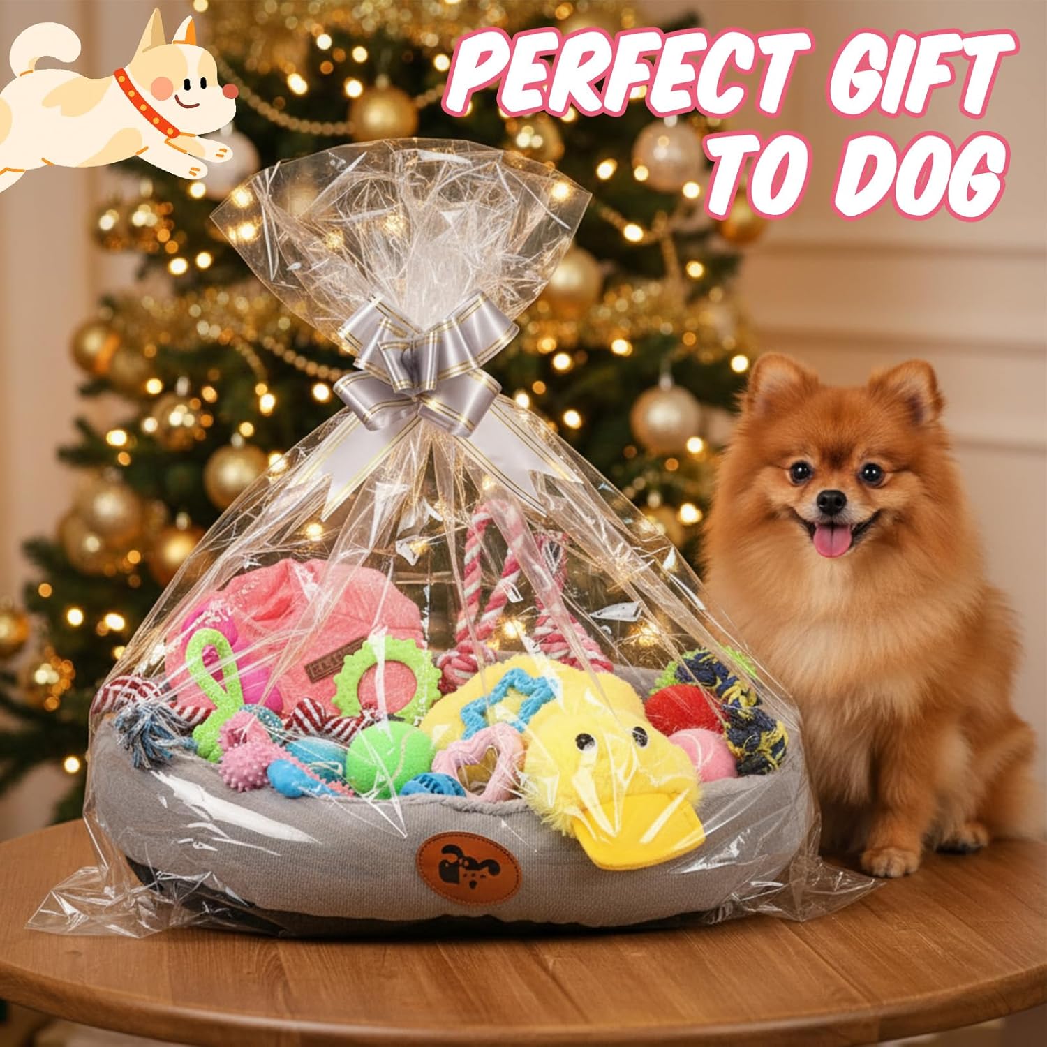 Zopeal 24 Pcs Luxury Dog Gift Set Thickened Plush Dog Bed and Sweater Dogs Squeaky Toys Breed Chewer Cute Duck Stuffed and Soft Squeaker Balls for Winter Puppy Pet Teething Chewing - Image 7