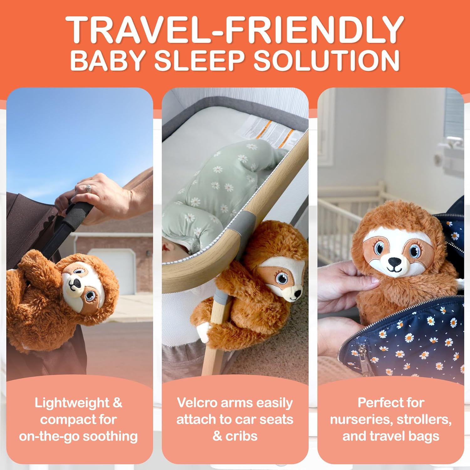 Baby Shusher Shusher Sloth - Soothing Baby Toy for Sleep, Cry Activated Baby Soother, Stuffed Animal for Babies & Kids, Hush White Noise Sounds, Crib Sound Machine for Toddlers - 1 Count - Image 5