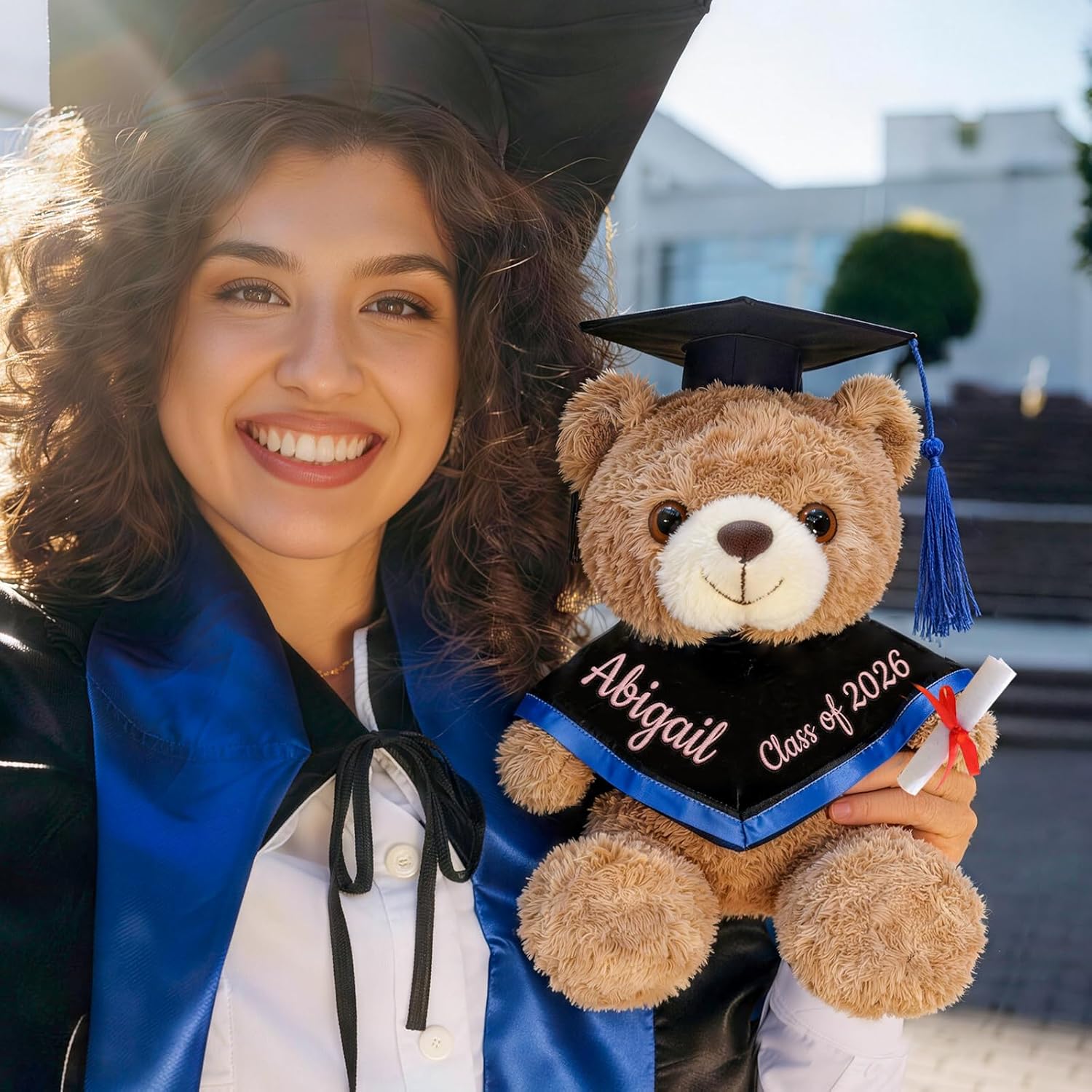 OELTTG 10'' Personalized Graduation Teddy Bear Gifts 2026 - Custom Name & Text, Graduation Gift for Her/Him, Kindergarten, High School & College Graduation Plush Bear with Cap & Diploma - Image 2