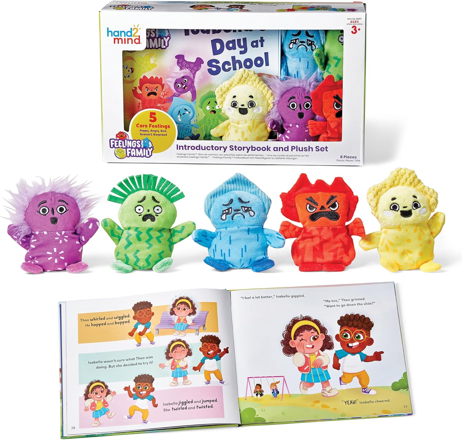 hand2mind Feelings Family Introductory Storybook and Plush Set, Toddler Emotions Books, Calm Down Corner Supplies, Social Emotional Learning, Preschool Classroom Must Haves, Emotions Toys