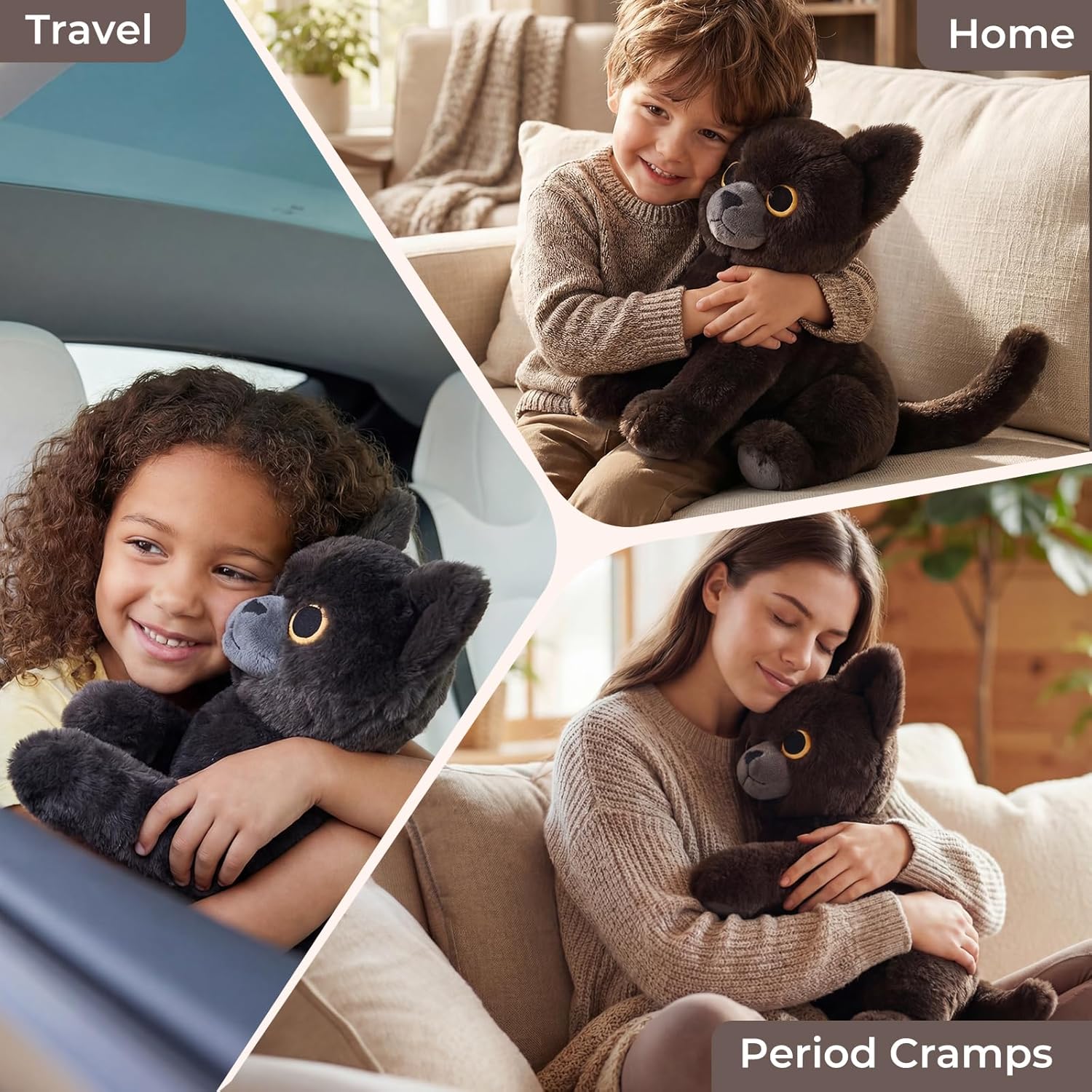 Black Cat Microwavable Weighted Stuffed Animals,Heating Pad Stuffed Animal for Period Cramps&Pain Relief&Warm,Lavender Scented Heat&Cold Cat Plushies Toy for Kids, Cozy Gifts for Girls Boys - Image 5