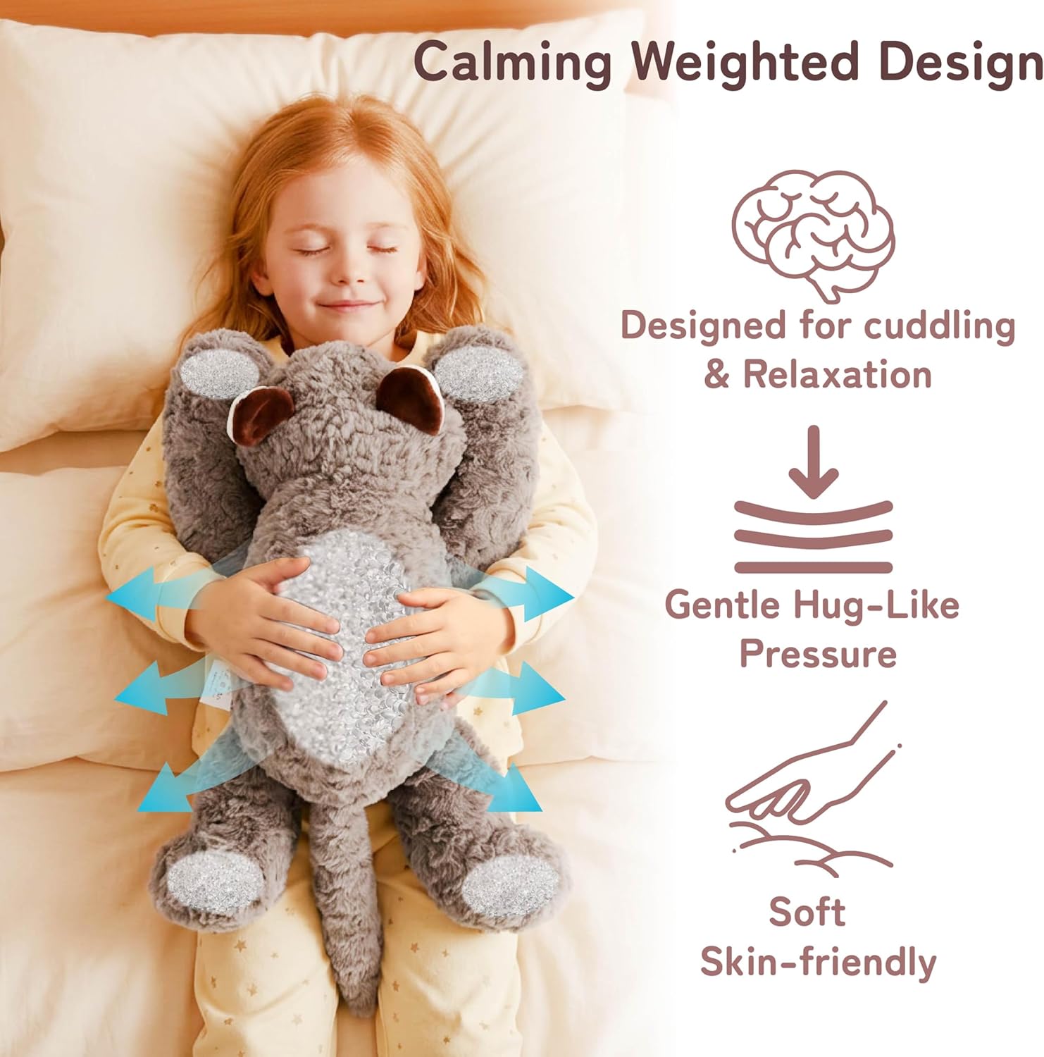 Niuniu Daddy Raccoon Weighted Stuffed Animals for Kids & Adults, 20" | 3.3lb Large Weighted Plushies Pillow for Sleeping and Calming, Cute Lying Plush Toy Huggable Gift for Everyday Comfort - Image 2