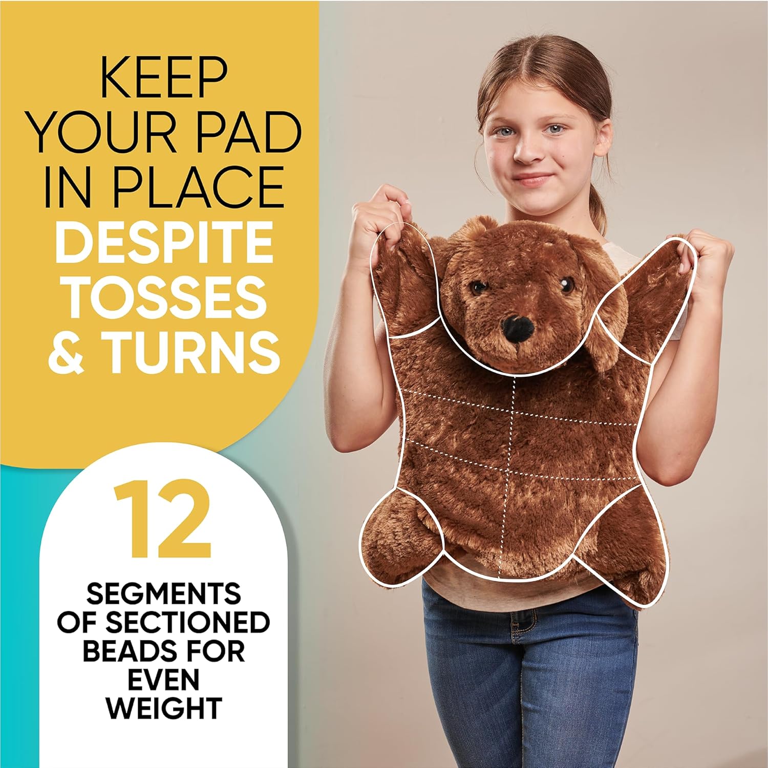 FRIENDLY CUDDLE Weighted Lap Blanket for Kids & Adults – Kids Weighted Blanket – ASD, Sensory Processing Weighted Stuffed Animals Dog Toy – Microwavable Weighted Lap Pad for Kids, 5 Lbs - Image 8