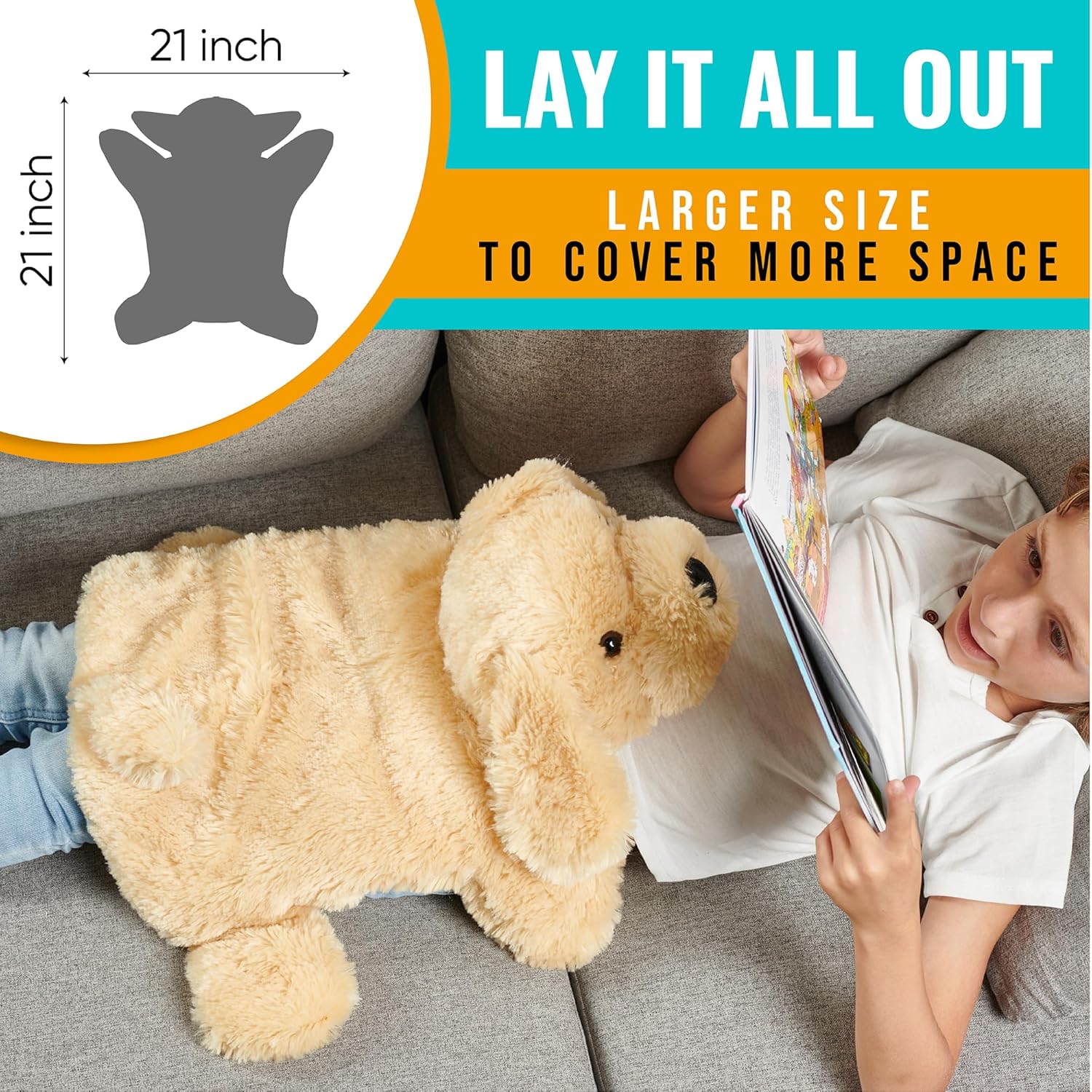 FRIENDLY CUDDLE Weighted Lap Blanket for Kids & Adults – Kids Weighted Blanket – ASD, Sensory Processing Weighted Stuffed Animals Dog Toy – Microwavable Weighted Lap Pad for Kids, 5 Lbs. - Image 5