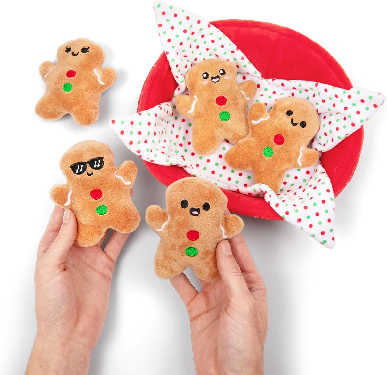 Emotional Support Gingerbread by Relatable, Christmas Stuffed Animals, Great Gingerbread Man Gifts, Funny Gifts or Cute Christmas Decor, Includes 5 Gingerbread Plushies with Carrying Basket - Image 5